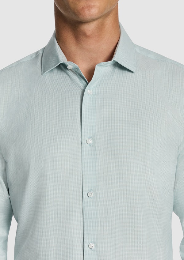 Mint Green Clover Slim Fit Dress Shirt