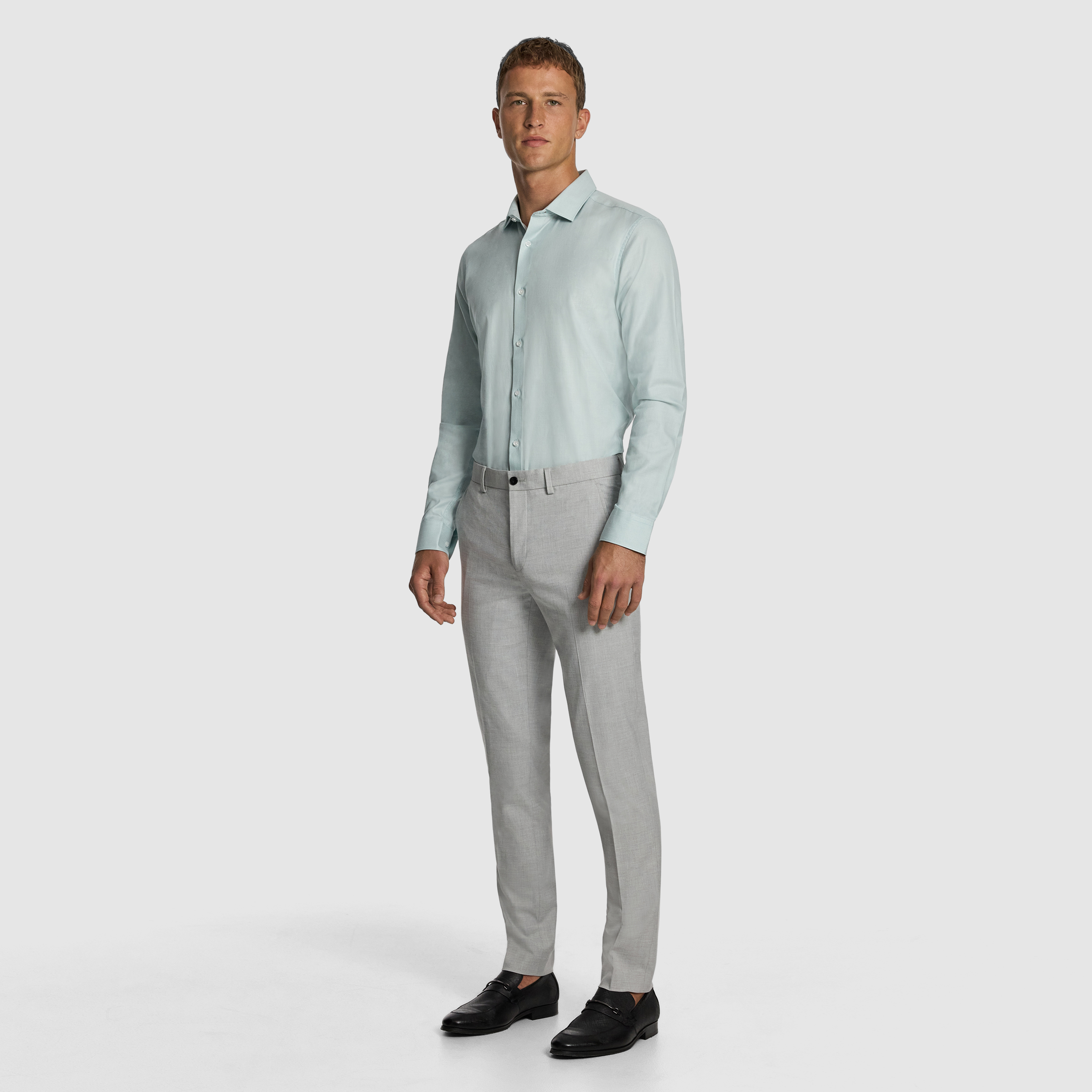 Mint Green Clover Slim Fit Dress Shirt