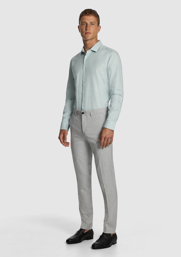 Mint Green Clover Slim Fit Dress Shirt