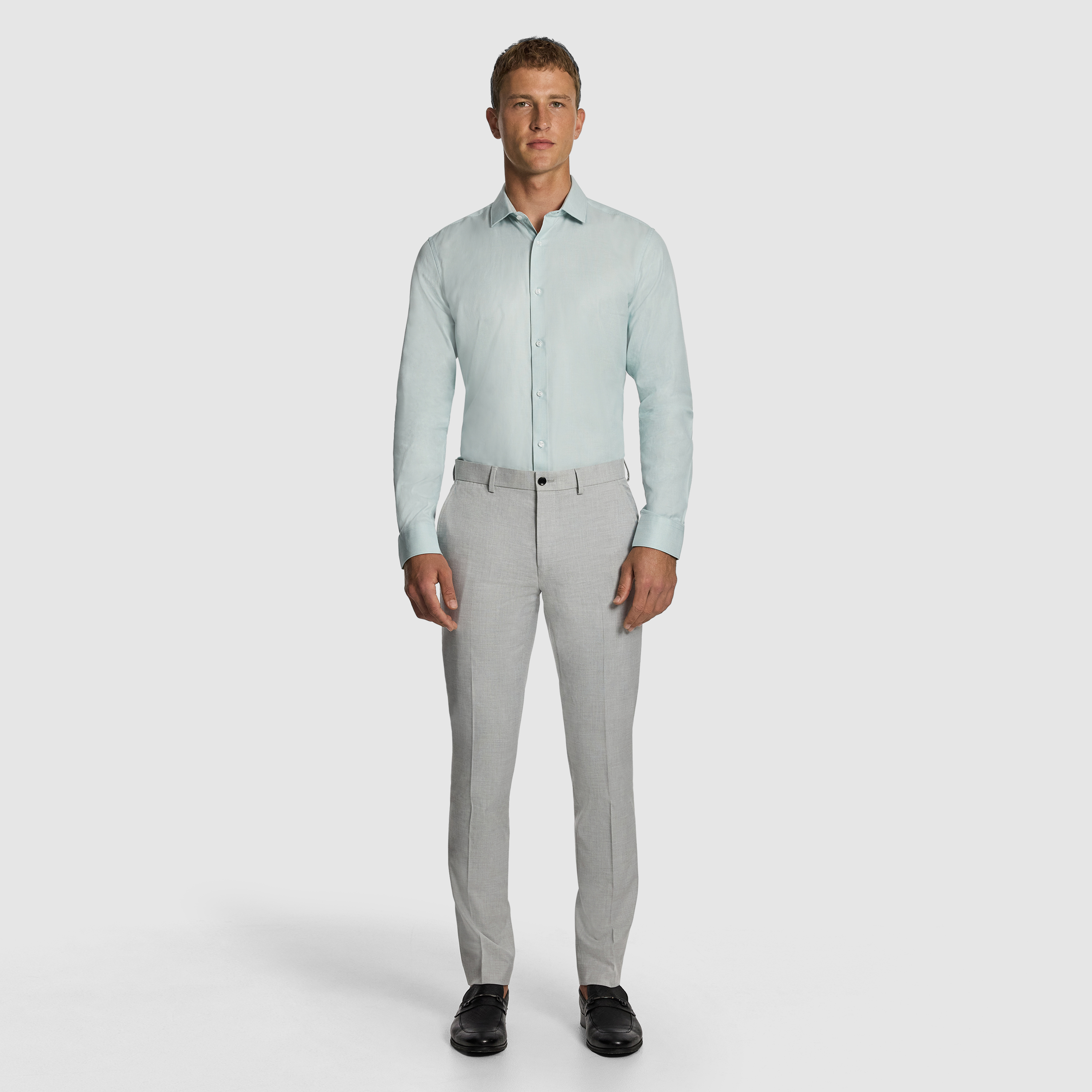 Mint Green Clover Slim Fit Dress Shirt