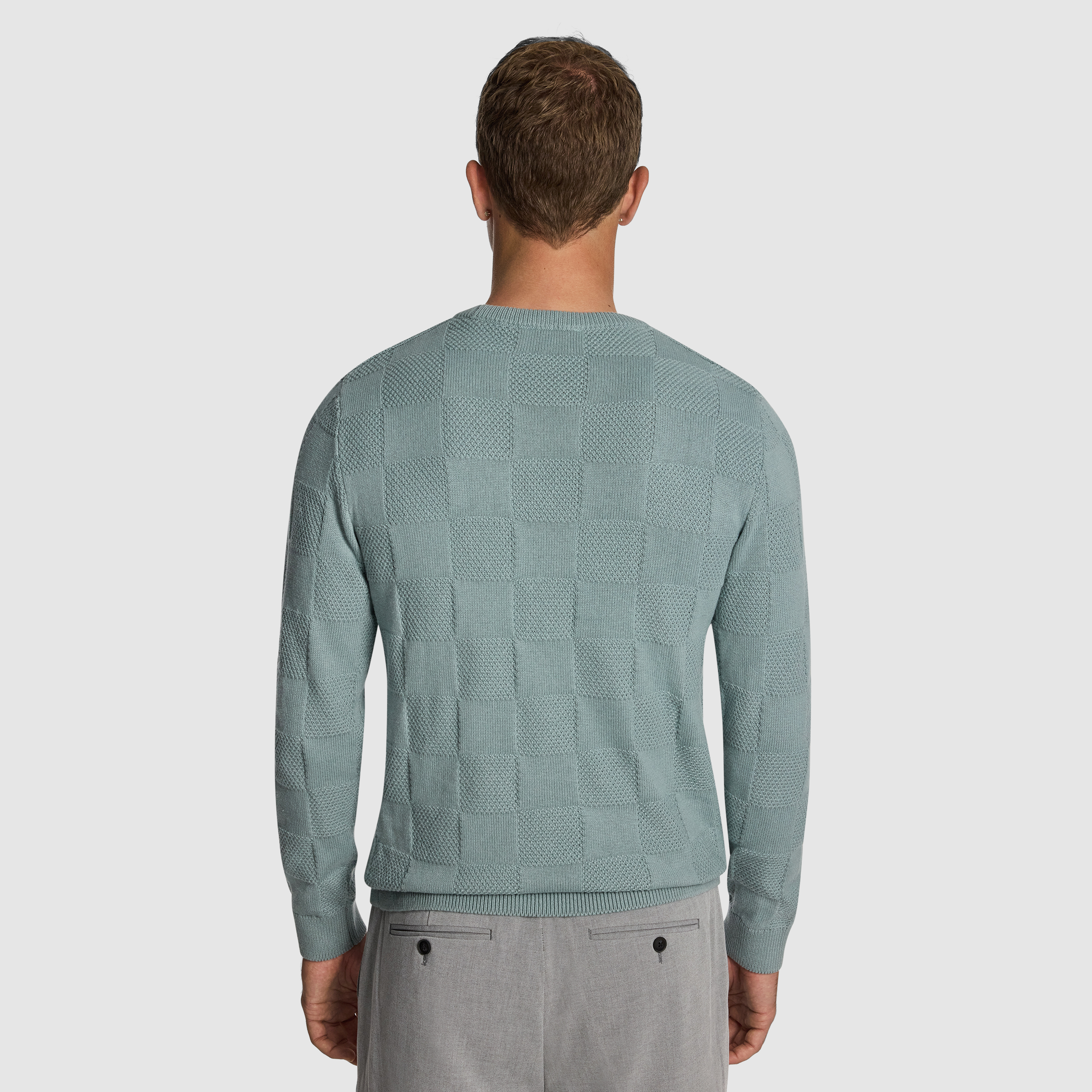 Light Teal Hamilton Crew Neck Knit Jumper