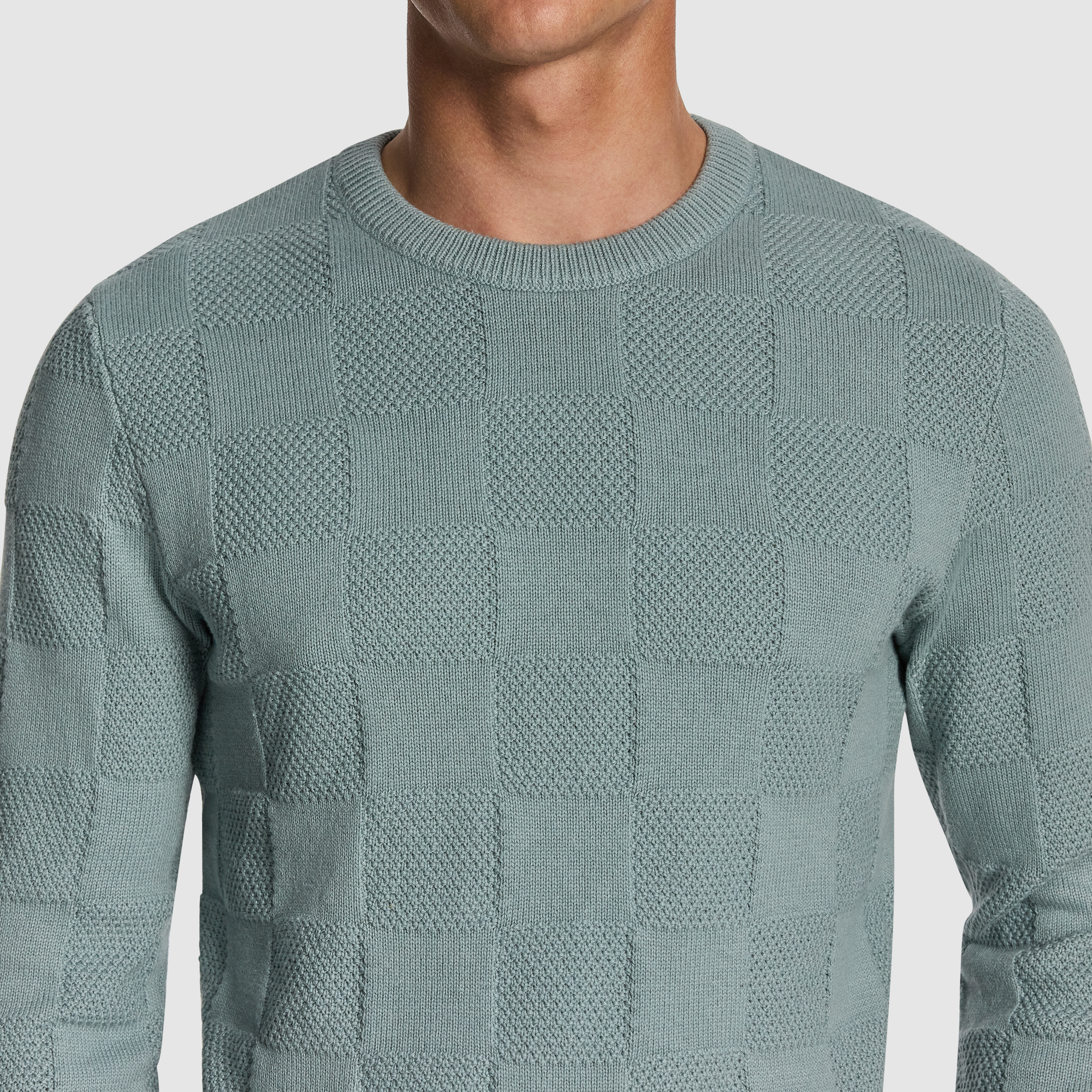 Light Teal Hamilton Crew Neck Knit Jumper
