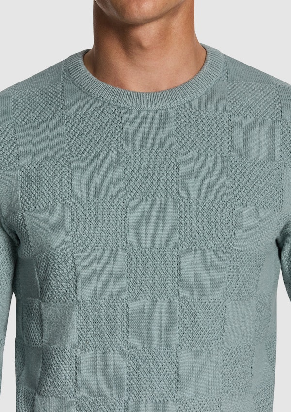 Light Teal Hamilton Crew Neck Knit Jumper