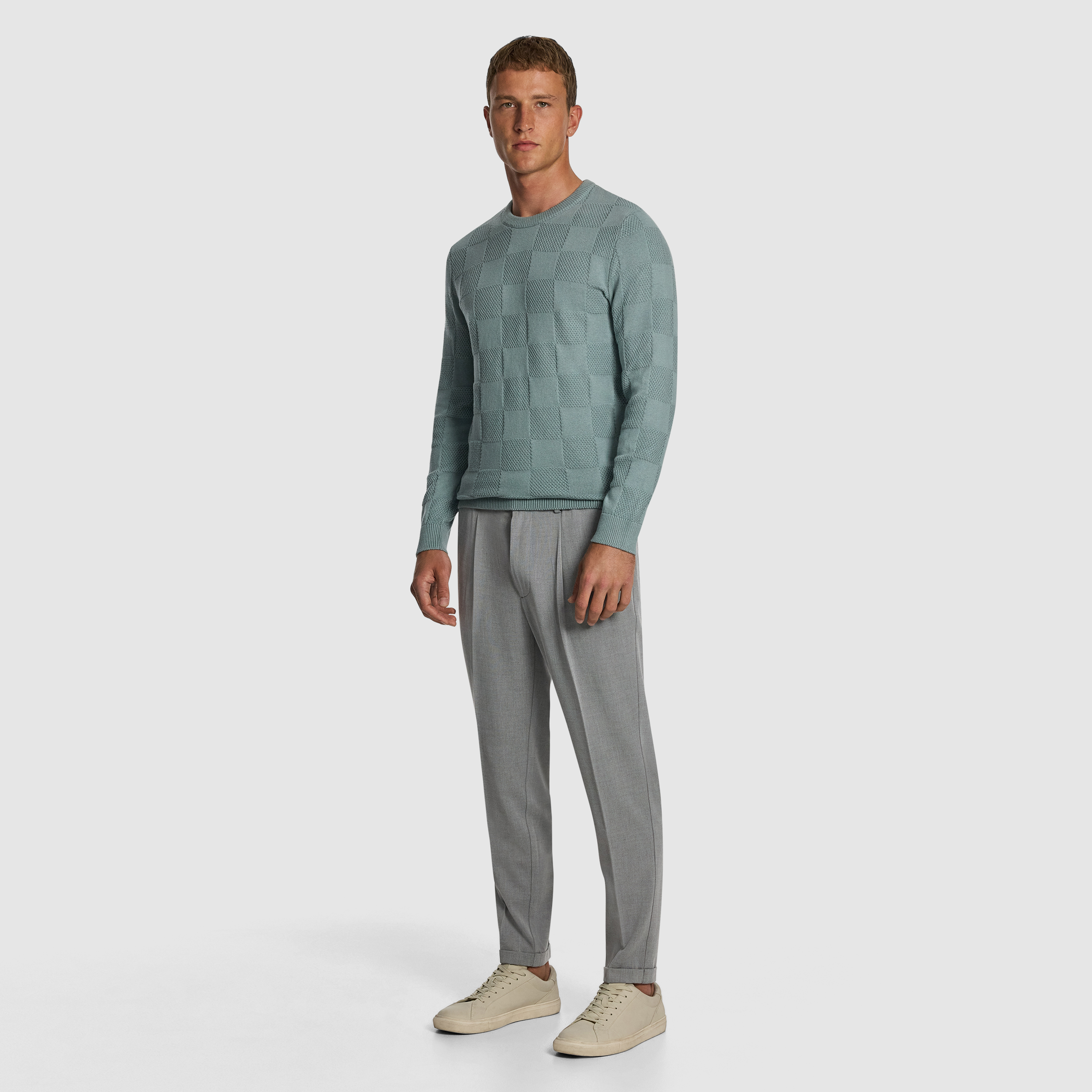 Light Teal Hamilton Crew Neck Knit Jumper