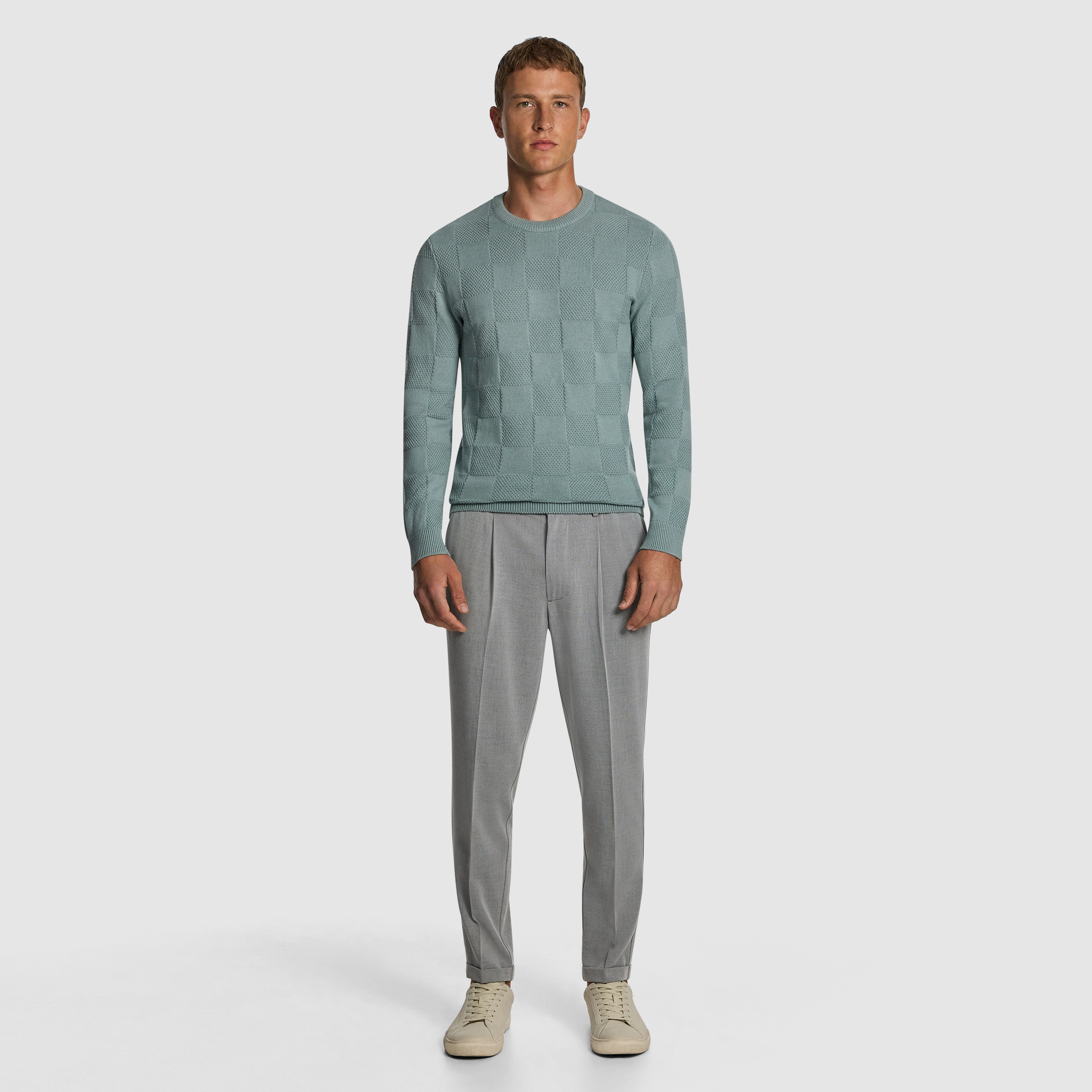 Light Teal Hamilton Crew Neck Knit Jumper