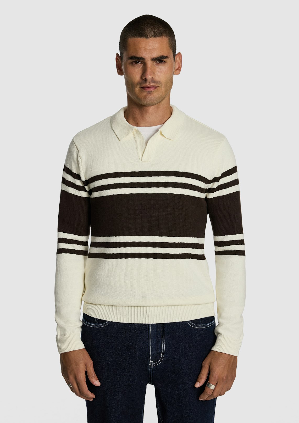 Leon Stripe Polo Knit Jumper