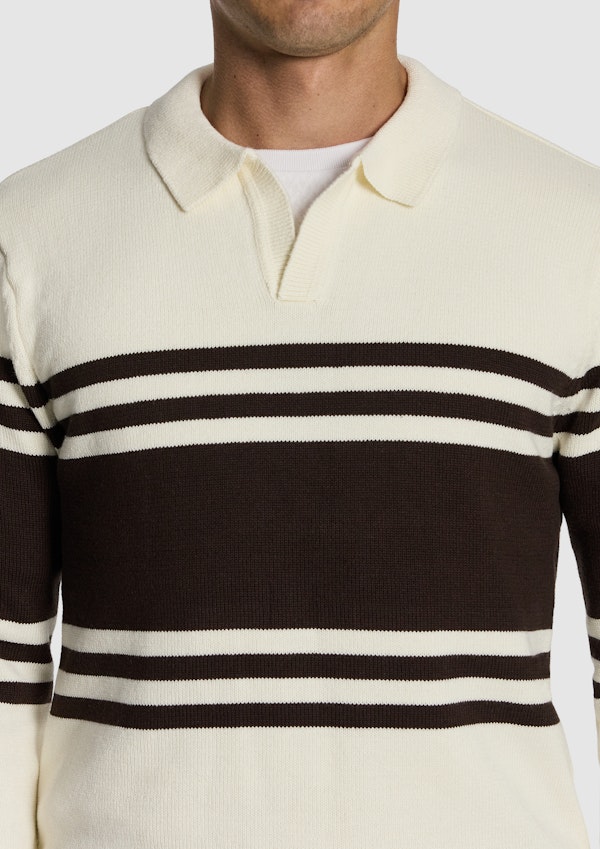 Off White Leon Stripe Polo Knit Jumper