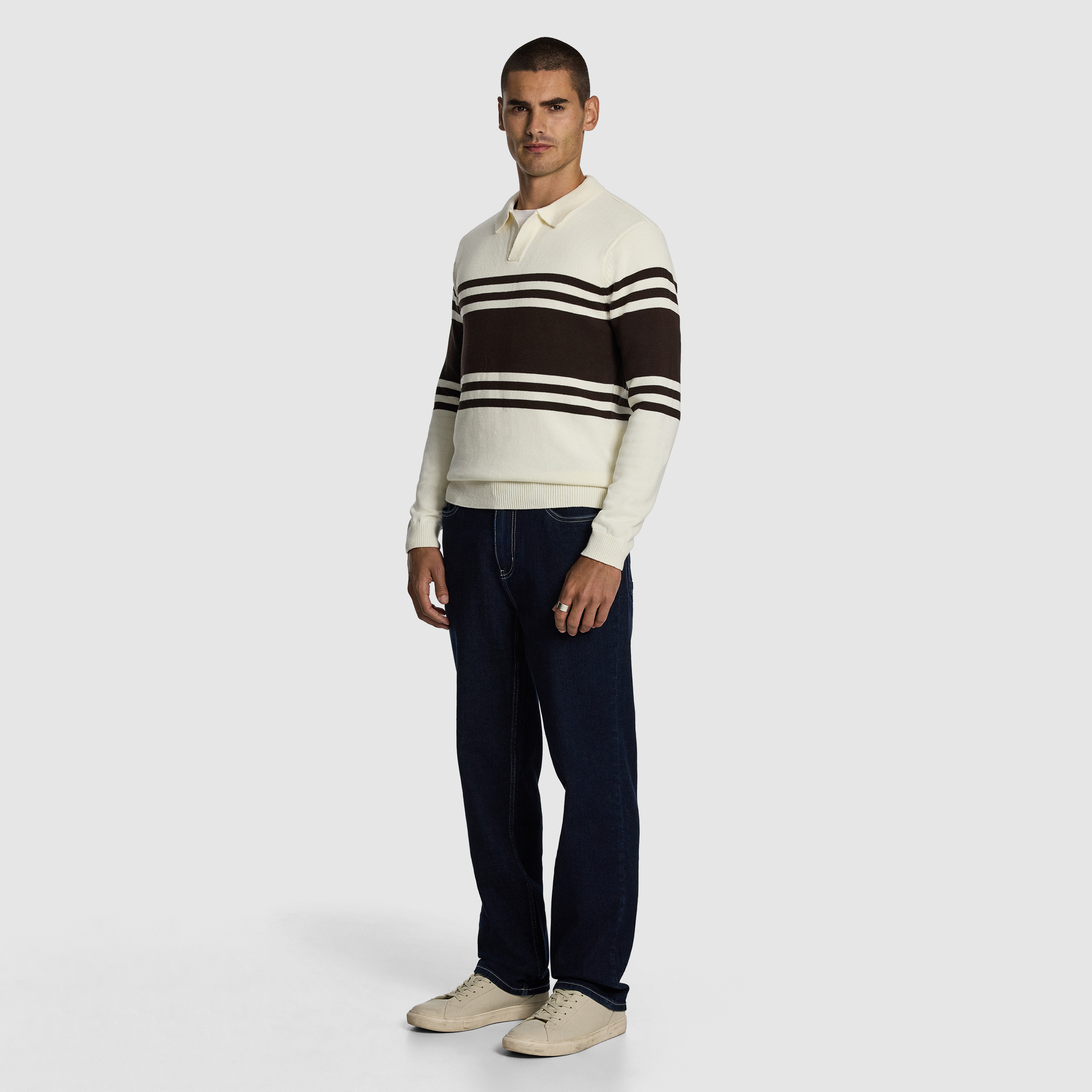 Off White Leon Stripe Polo Knit Jumper