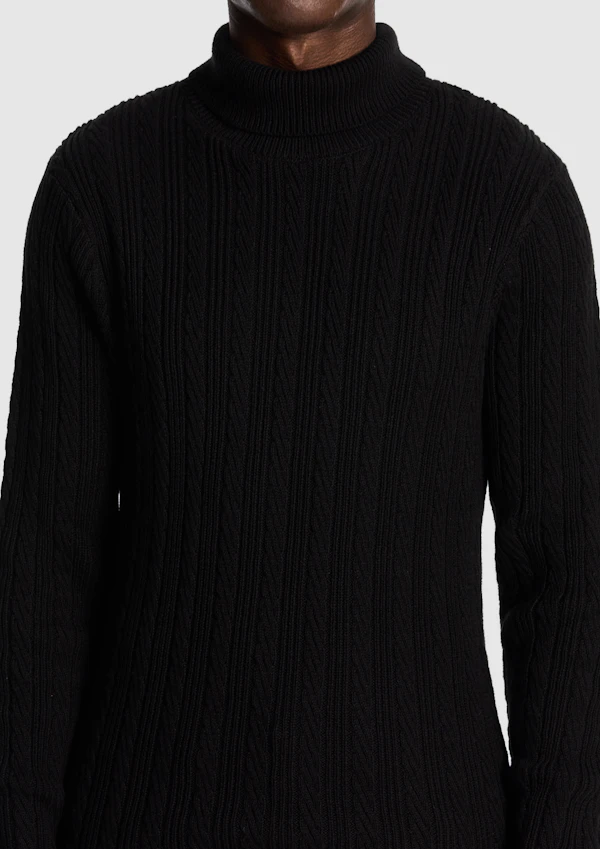 Black Jimmy Roll Neck Knit Jumper