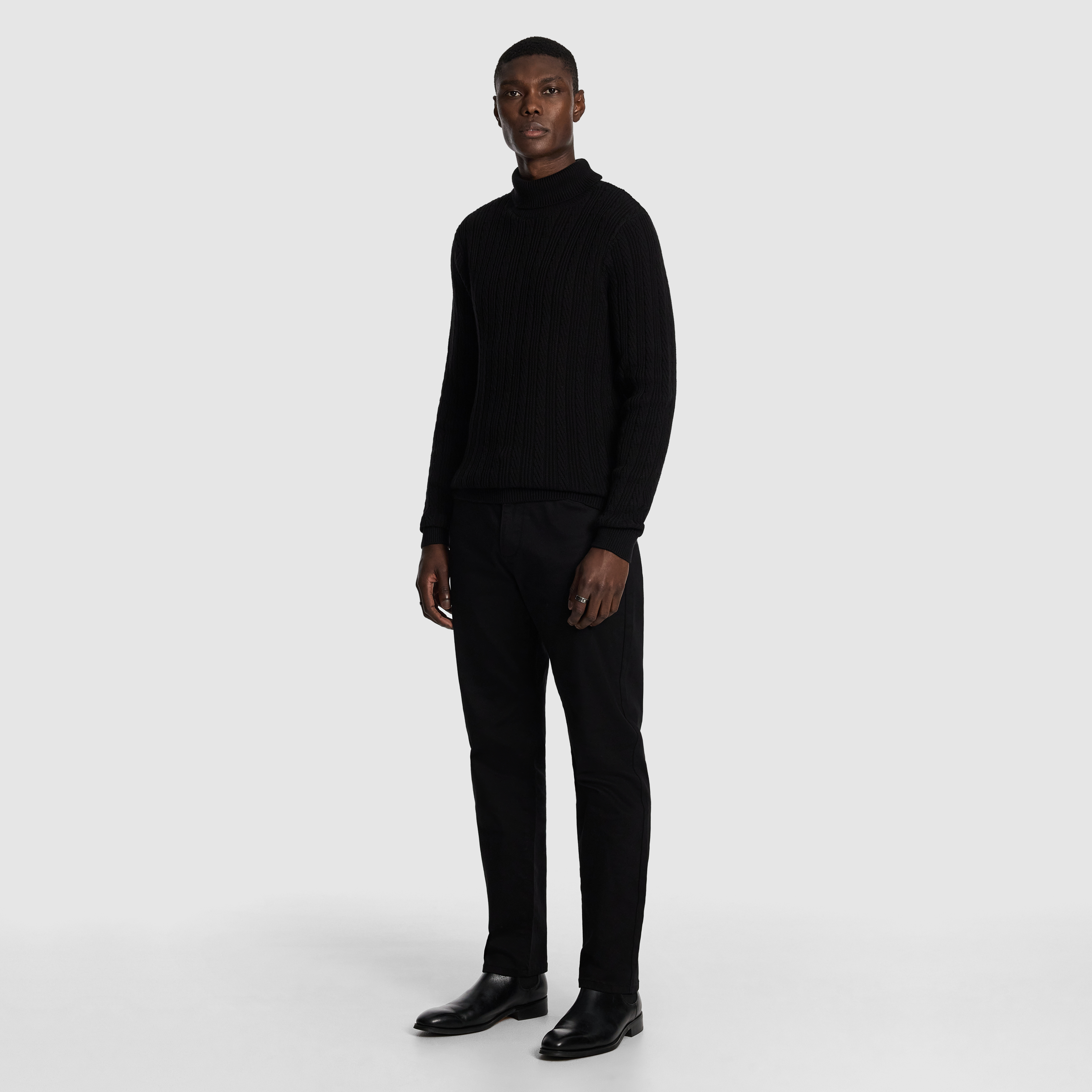 Black Jimmy Roll Neck Knit Jumper