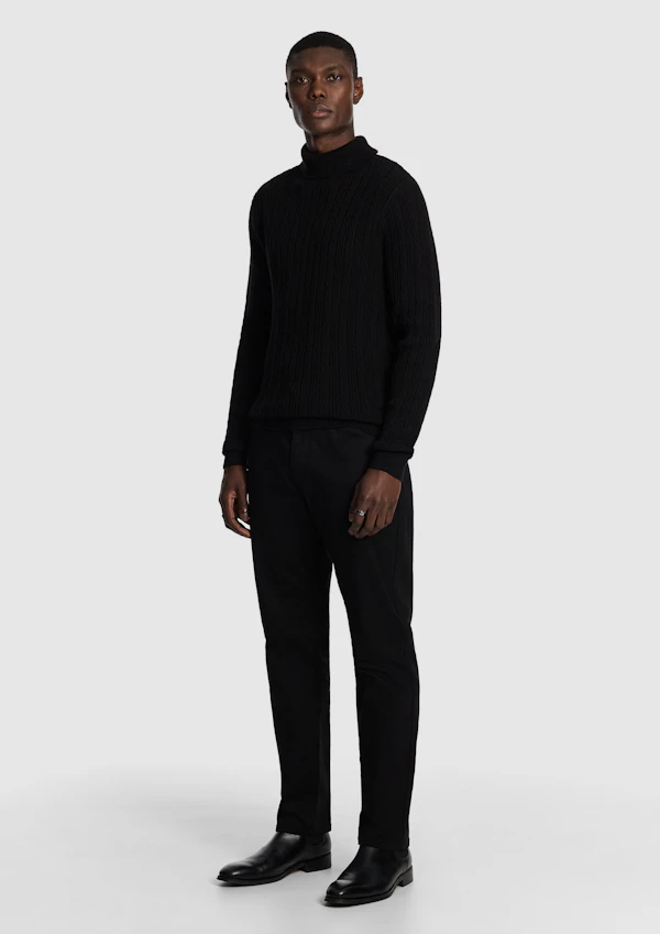 Black Jimmy Roll Neck Knit Jumper