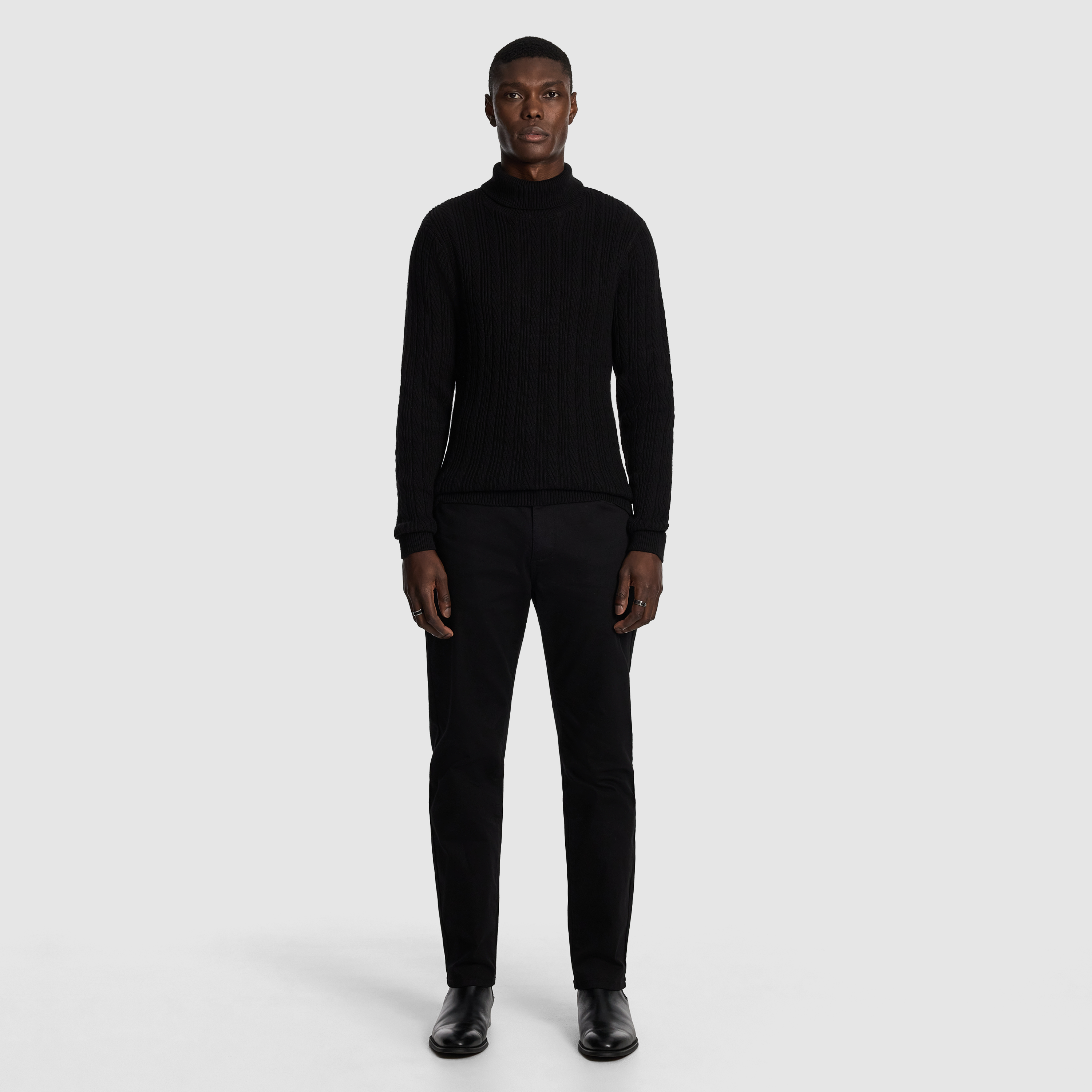 Black Jimmy Roll Neck Knit Jumper