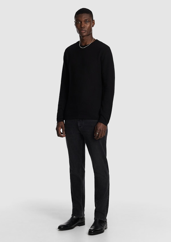 Black Albert Crew Neck Knit Jumper
