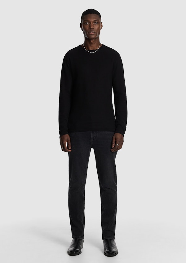 Black Albert Crew Neck Knit Jumper
