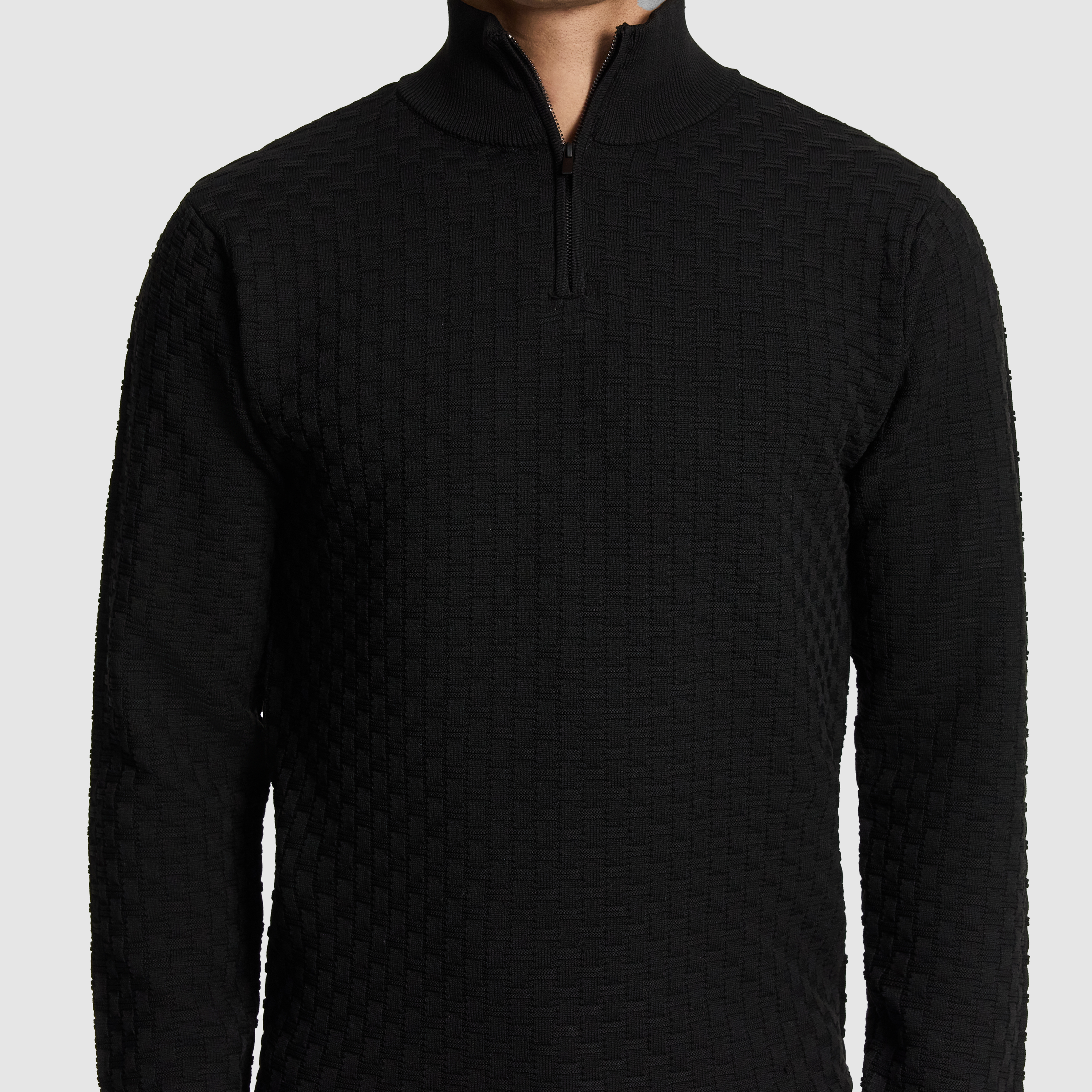 Black Zane 1/4 Zip Knit Jumper