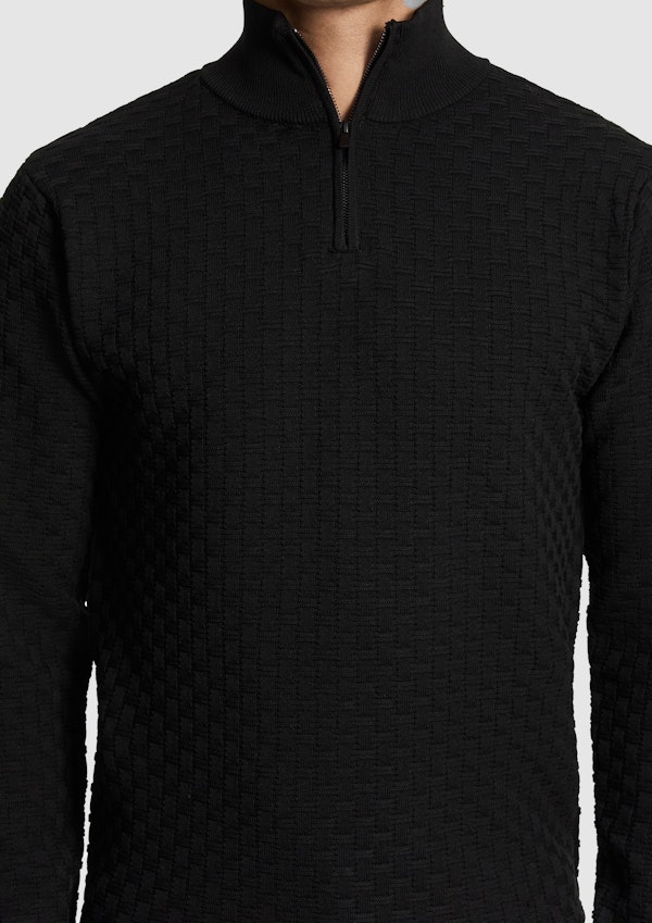 Black Zane 1/4 Zip Knit Jumper