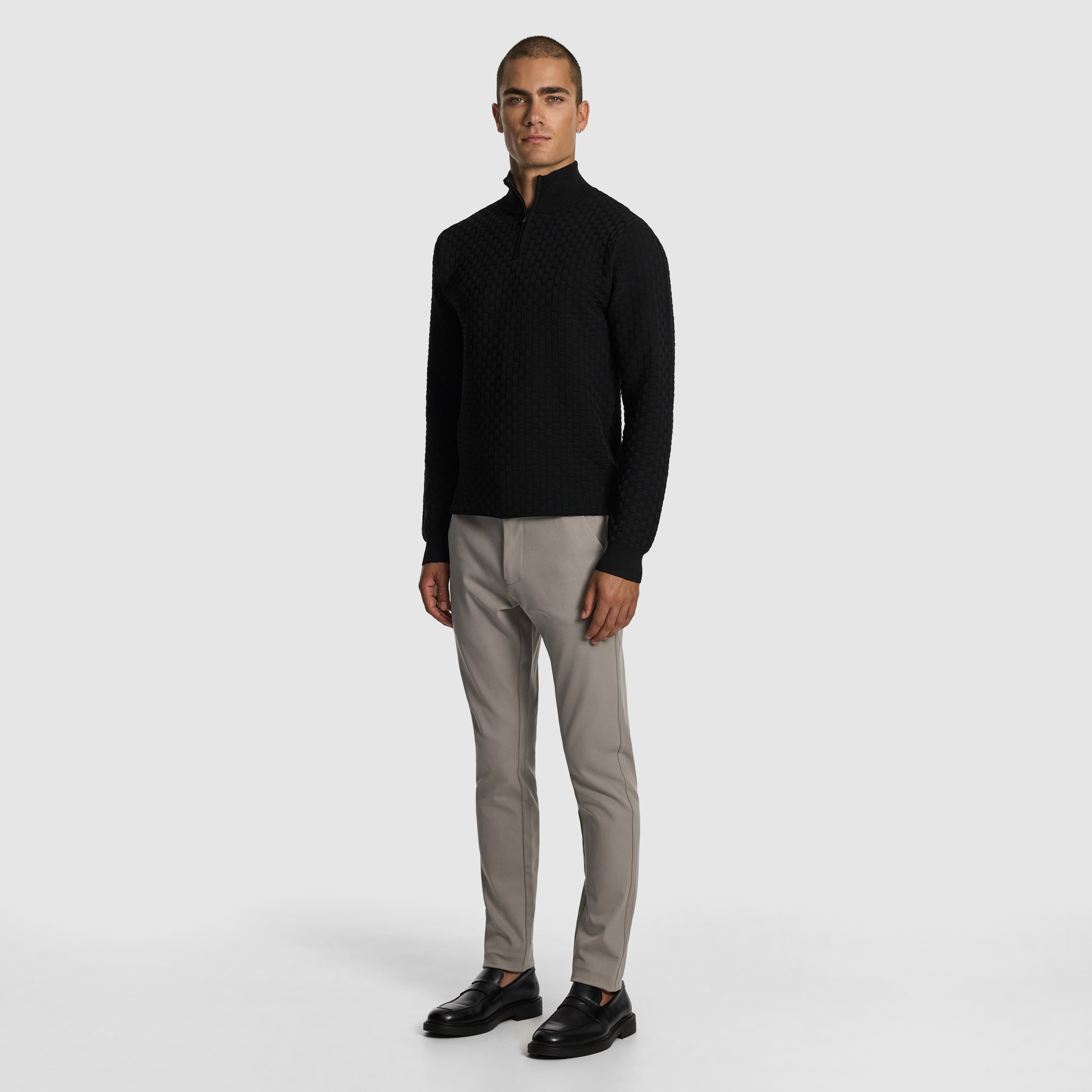 Black Zane 1/4 Zip Knit Jumper
