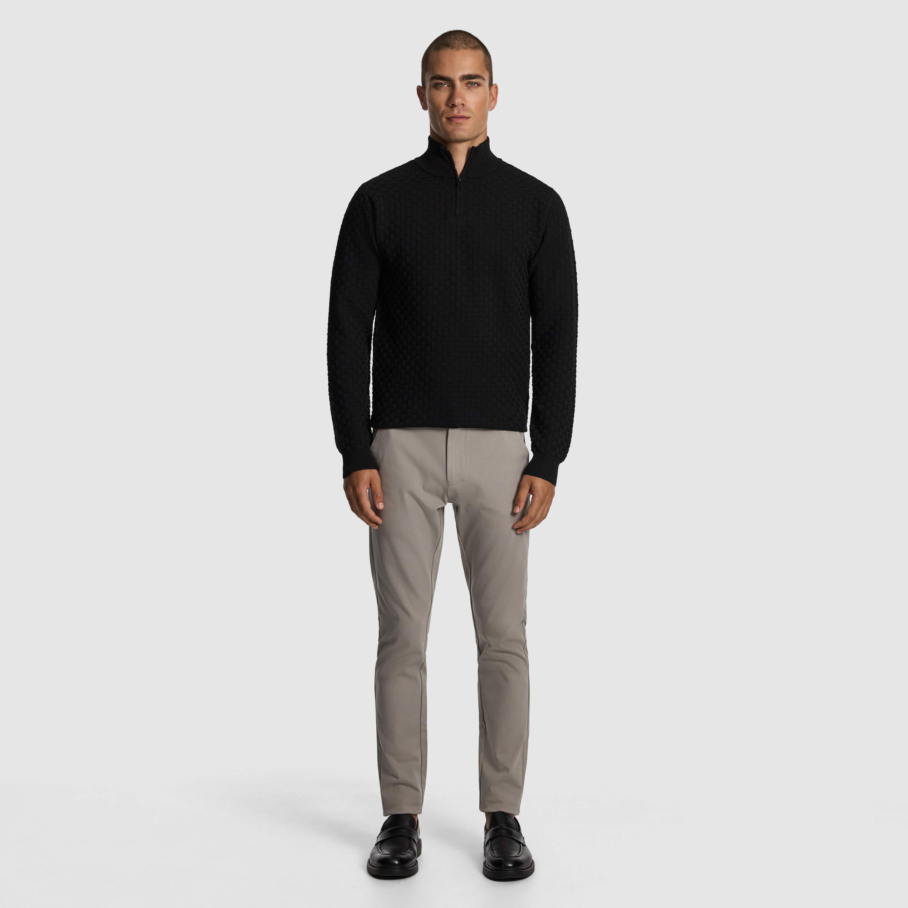Black Zane 1/4 Zip Knit Jumper