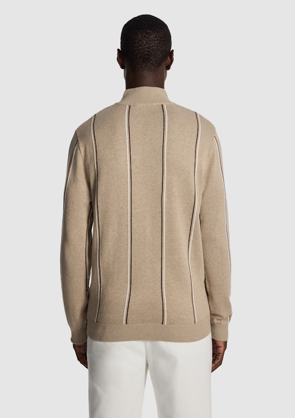 Natural Jaxon 1/4 Zip Knit Jumper
