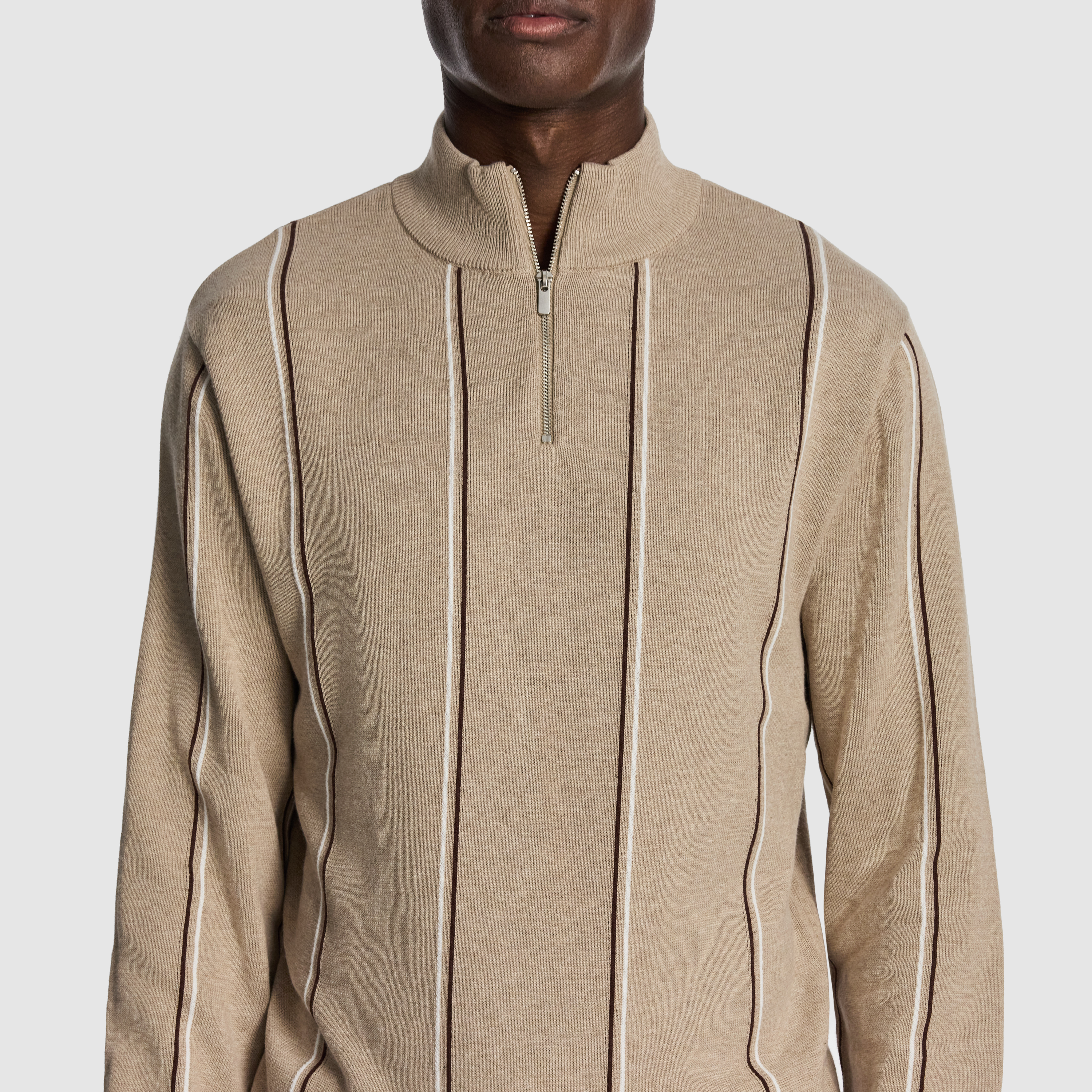 Natural Jaxon 1/4 Zip Knit Jumper