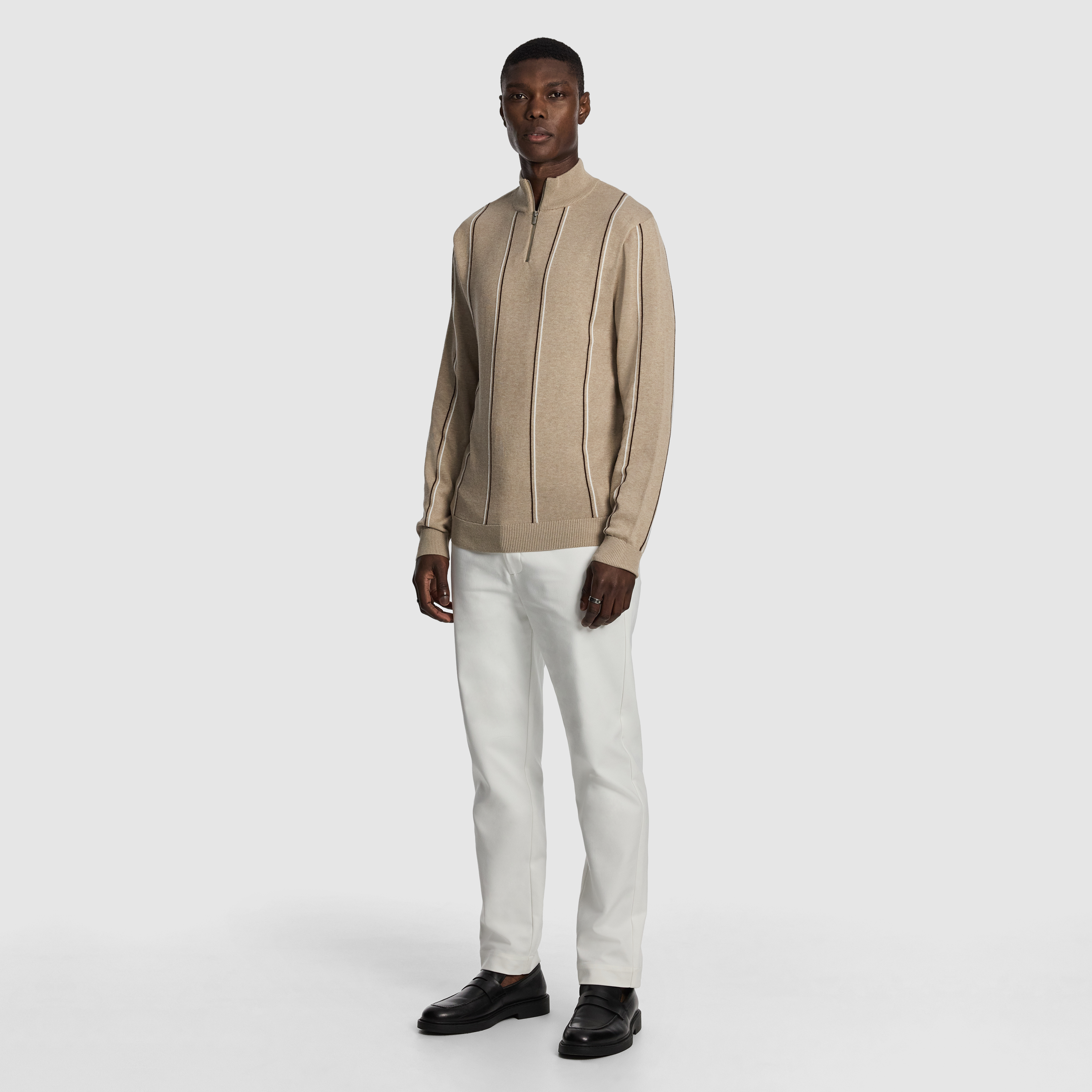 Natural Jaxon 1/4 Zip Knit Jumper