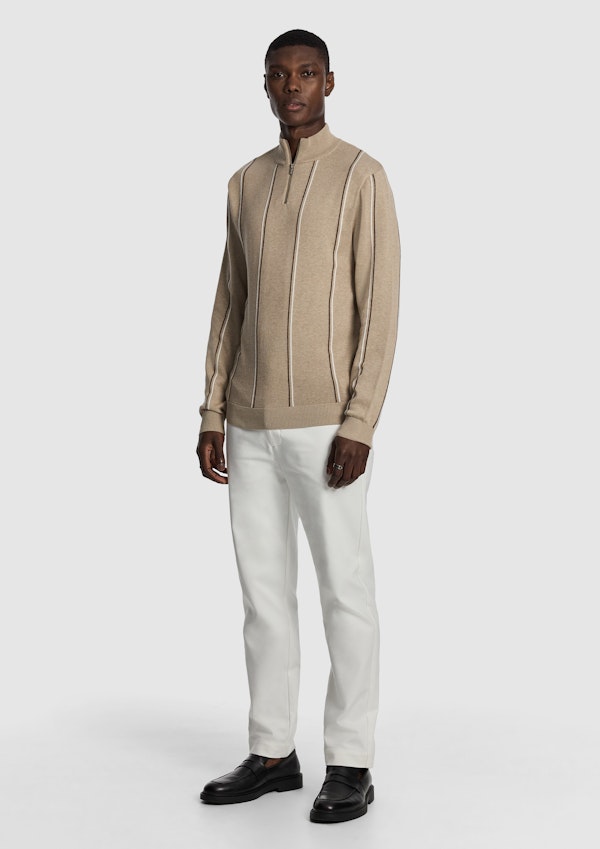 Natural Jaxon 1/4 Zip Knit Jumper