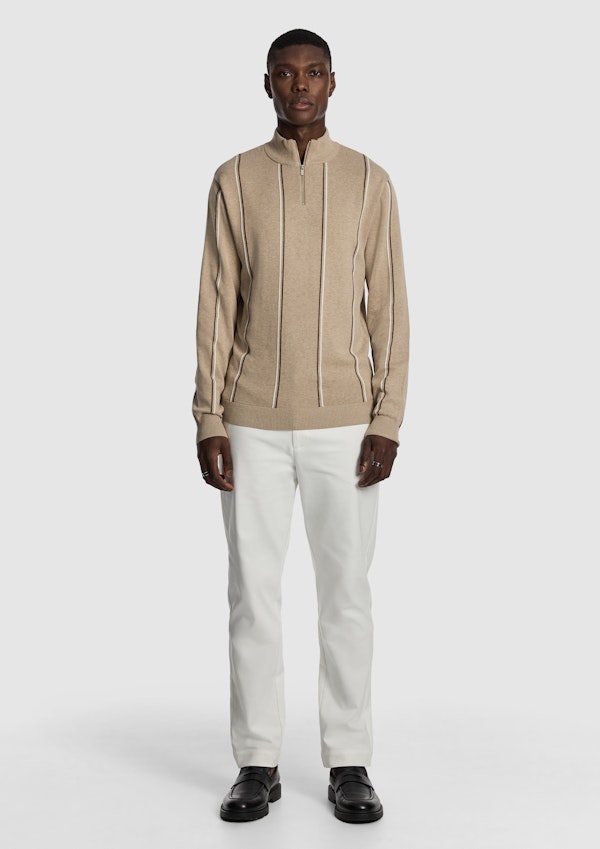 Natural Jaxon 1/4 Zip Knit Jumper