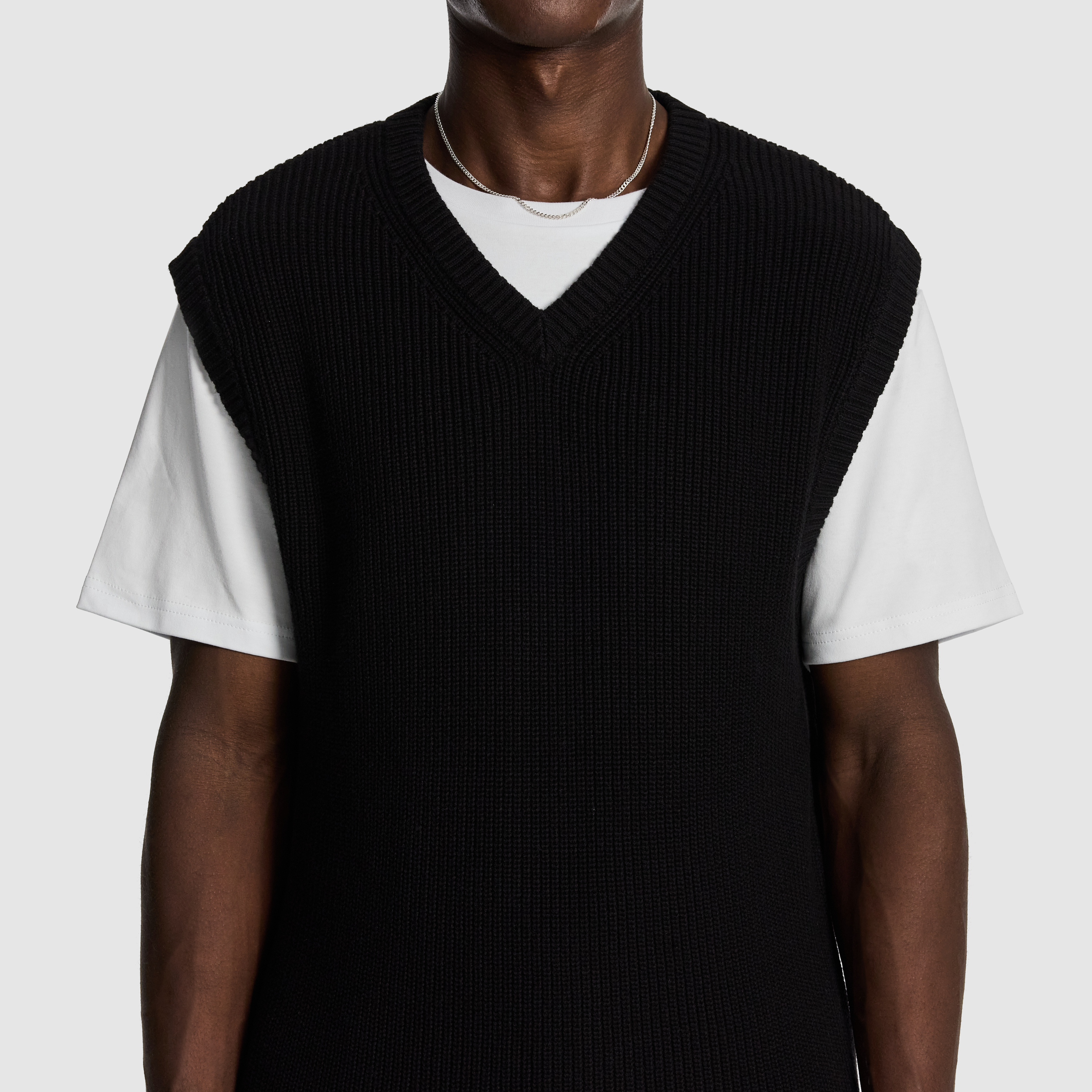 Black Arlo Knitted Crew Vest