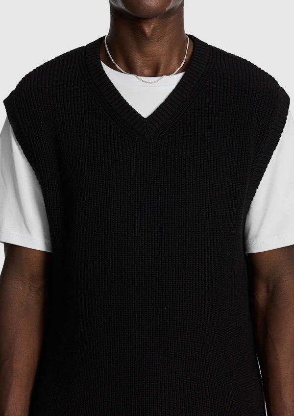 Black Arlo Knitted Crew Vest