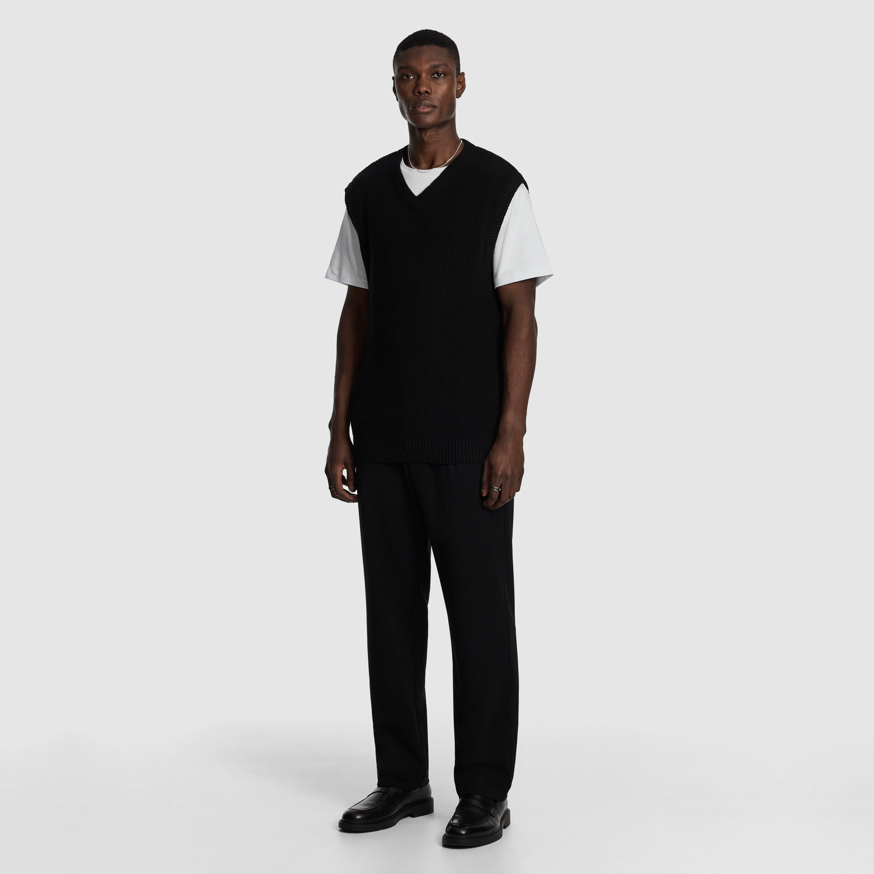 Black Arlo Knitted Crew Vest