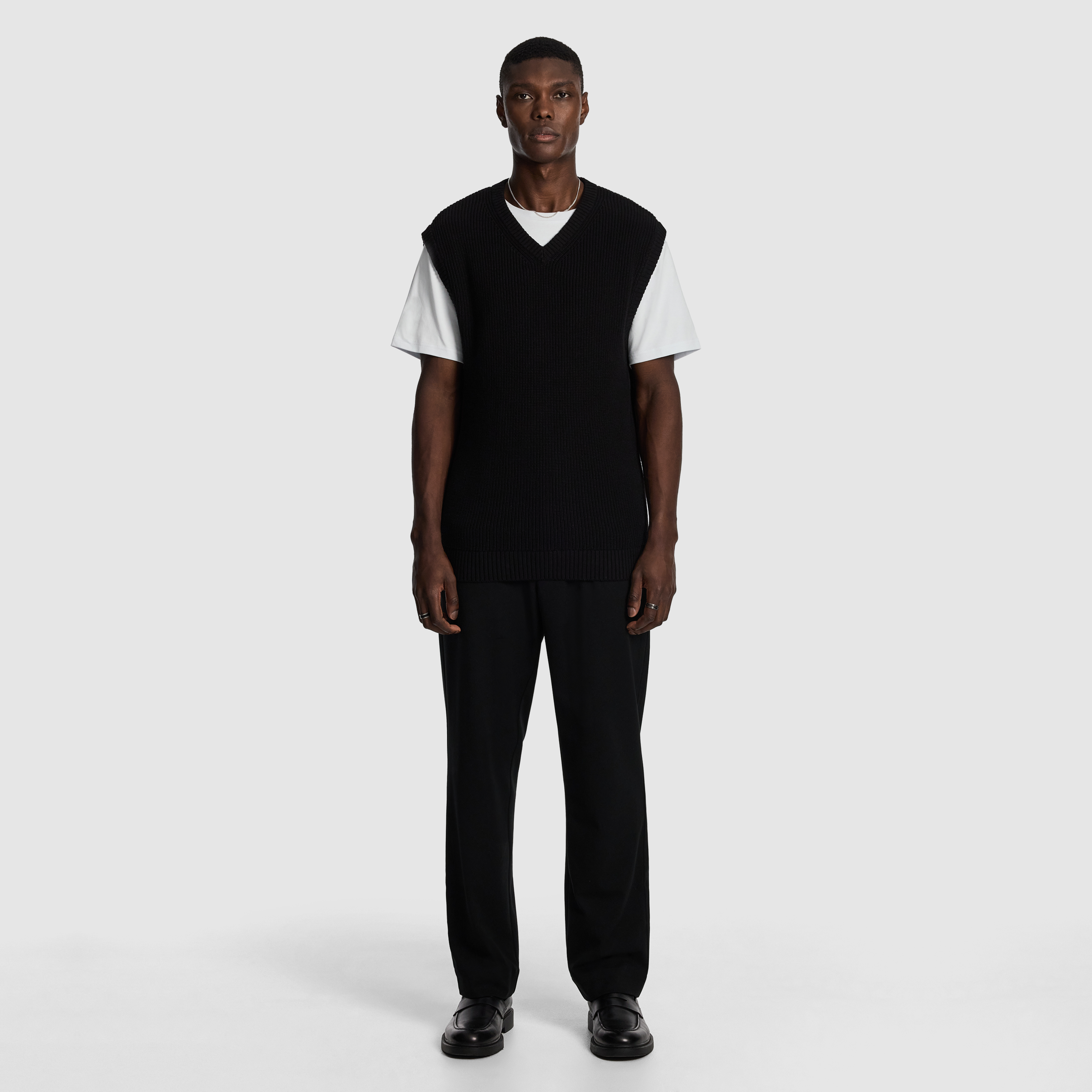 Black Arlo Knitted Crew Vest