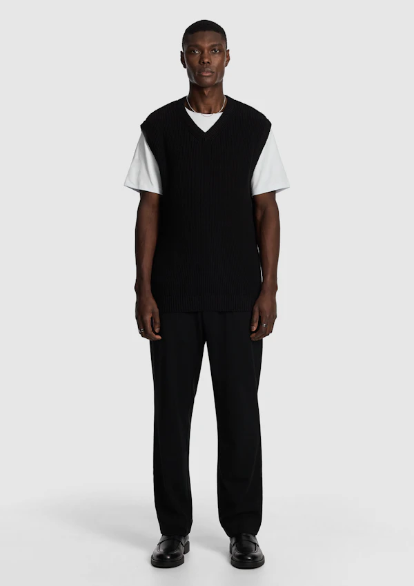 Black Arlo Knitted Crew Vest