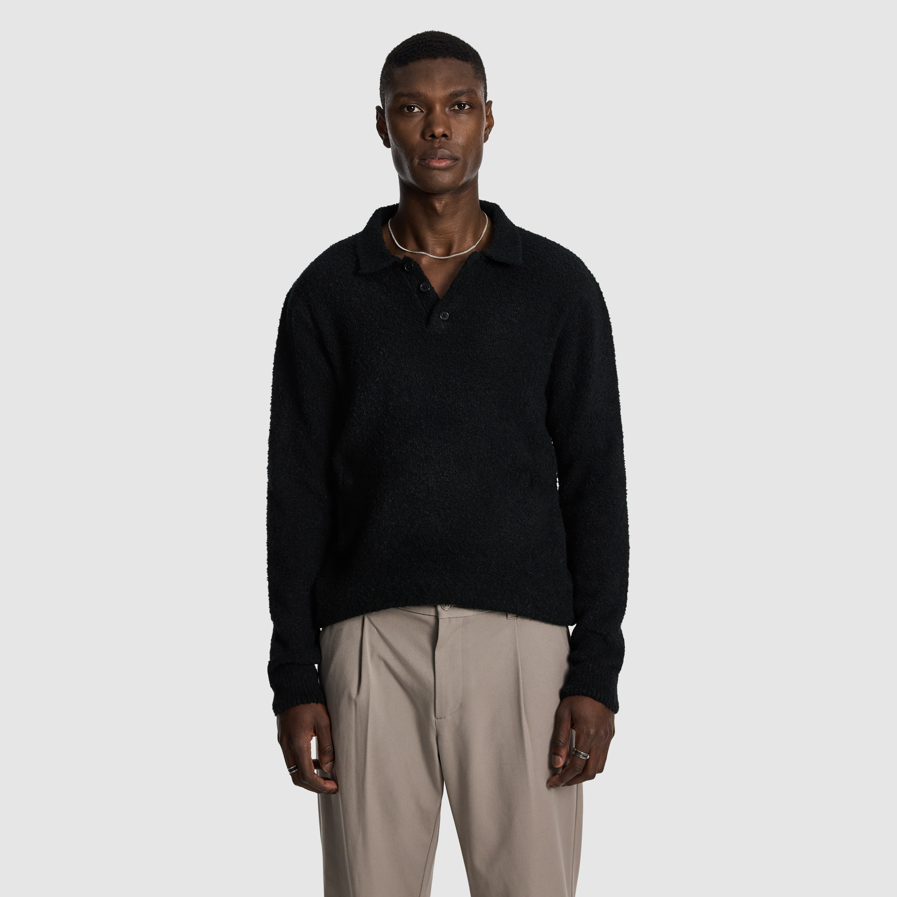 Asher Fluffy Polo Knit Jumper