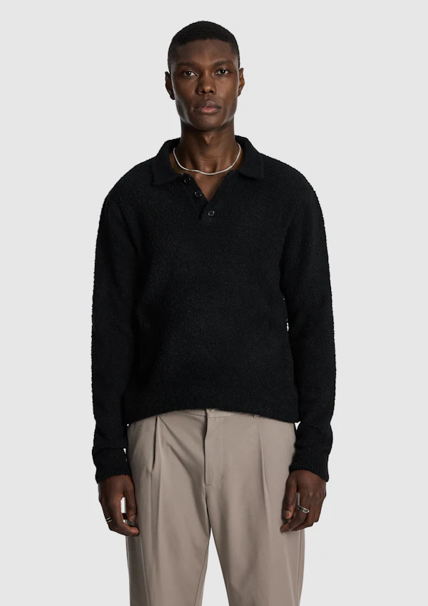 Asher Fluffy Polo Knit Jumper