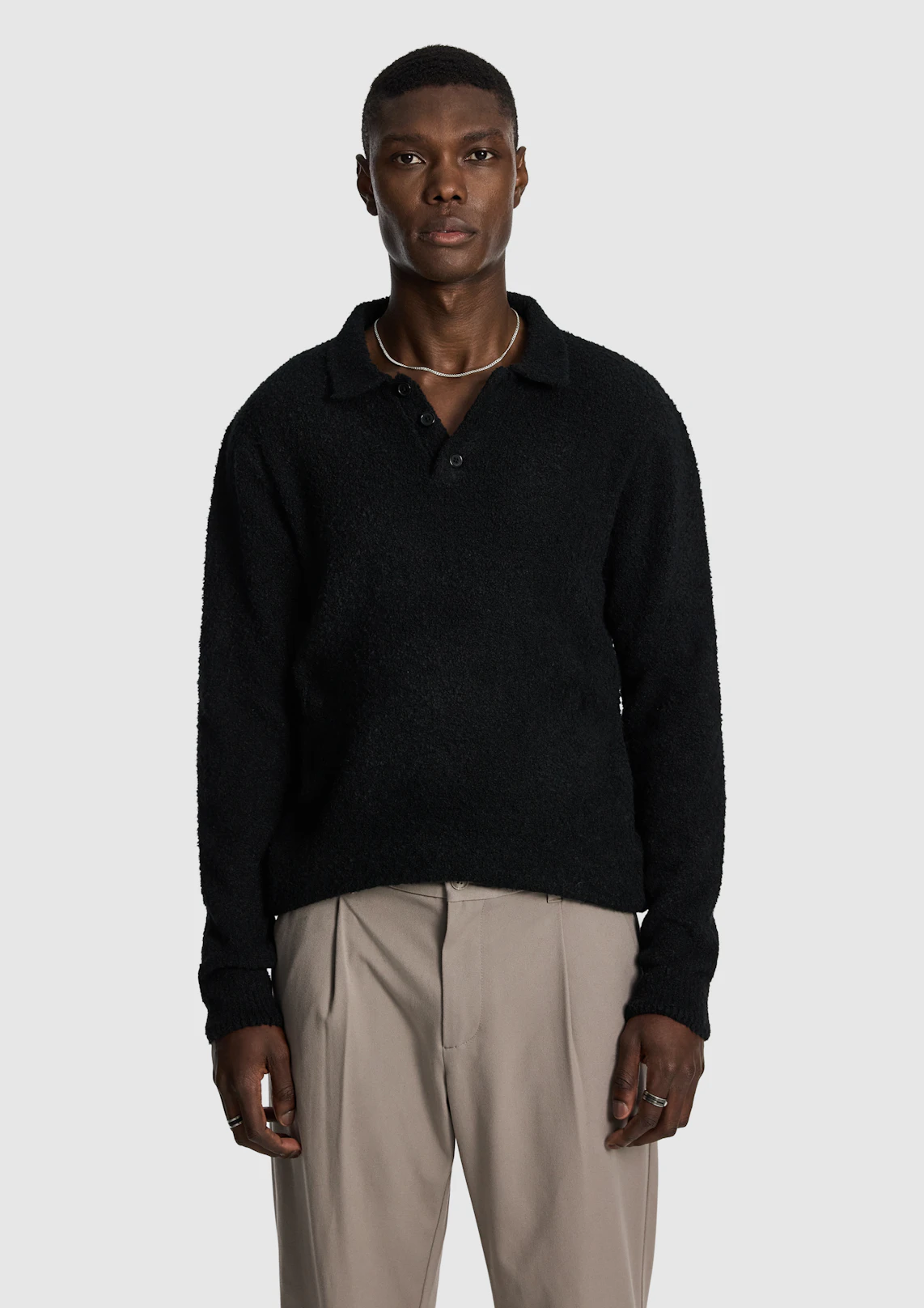 Asher Fluffy Polo Knit Jumper