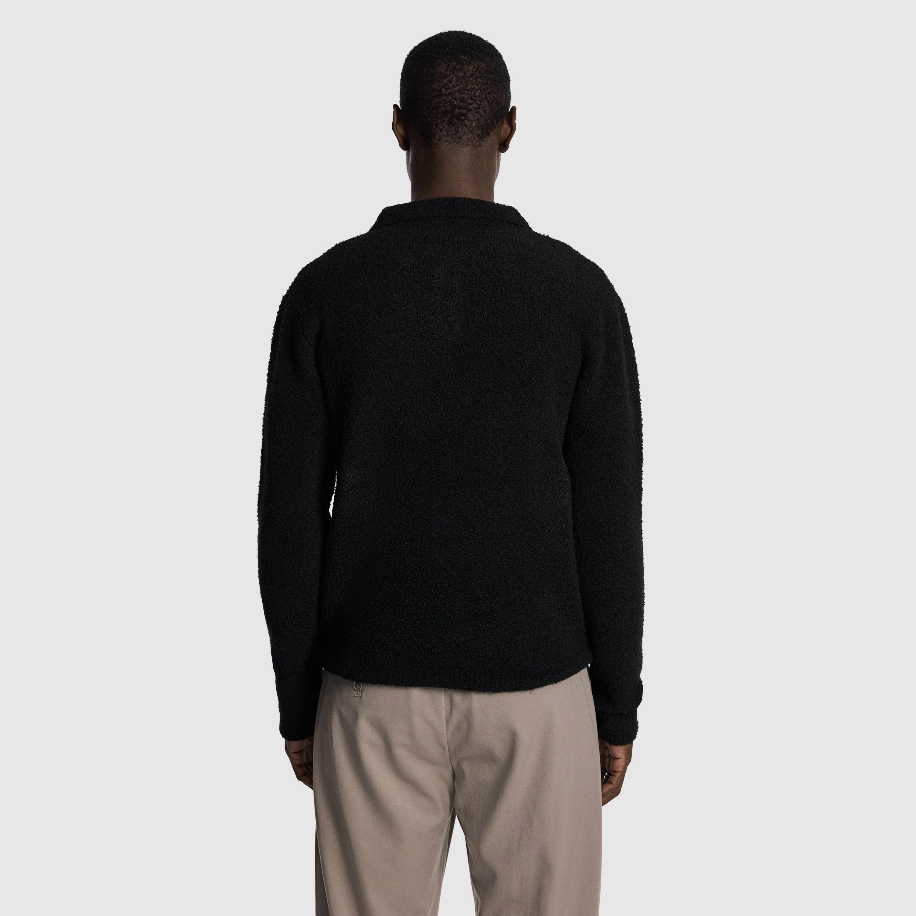 Black Asher Fluffy Polo Knit Jumper