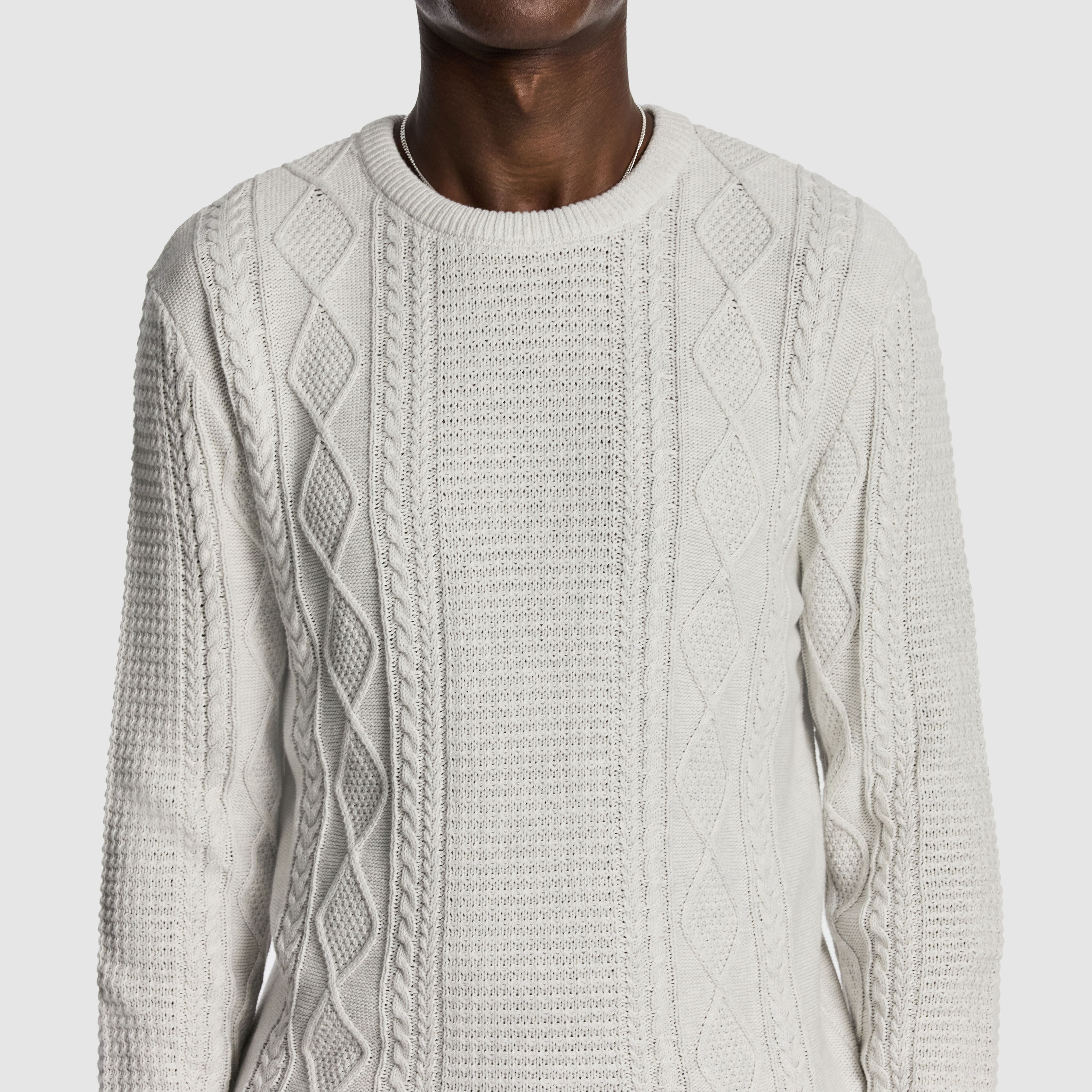 Ice Grey Jamie Cable Crew Knit Jumper