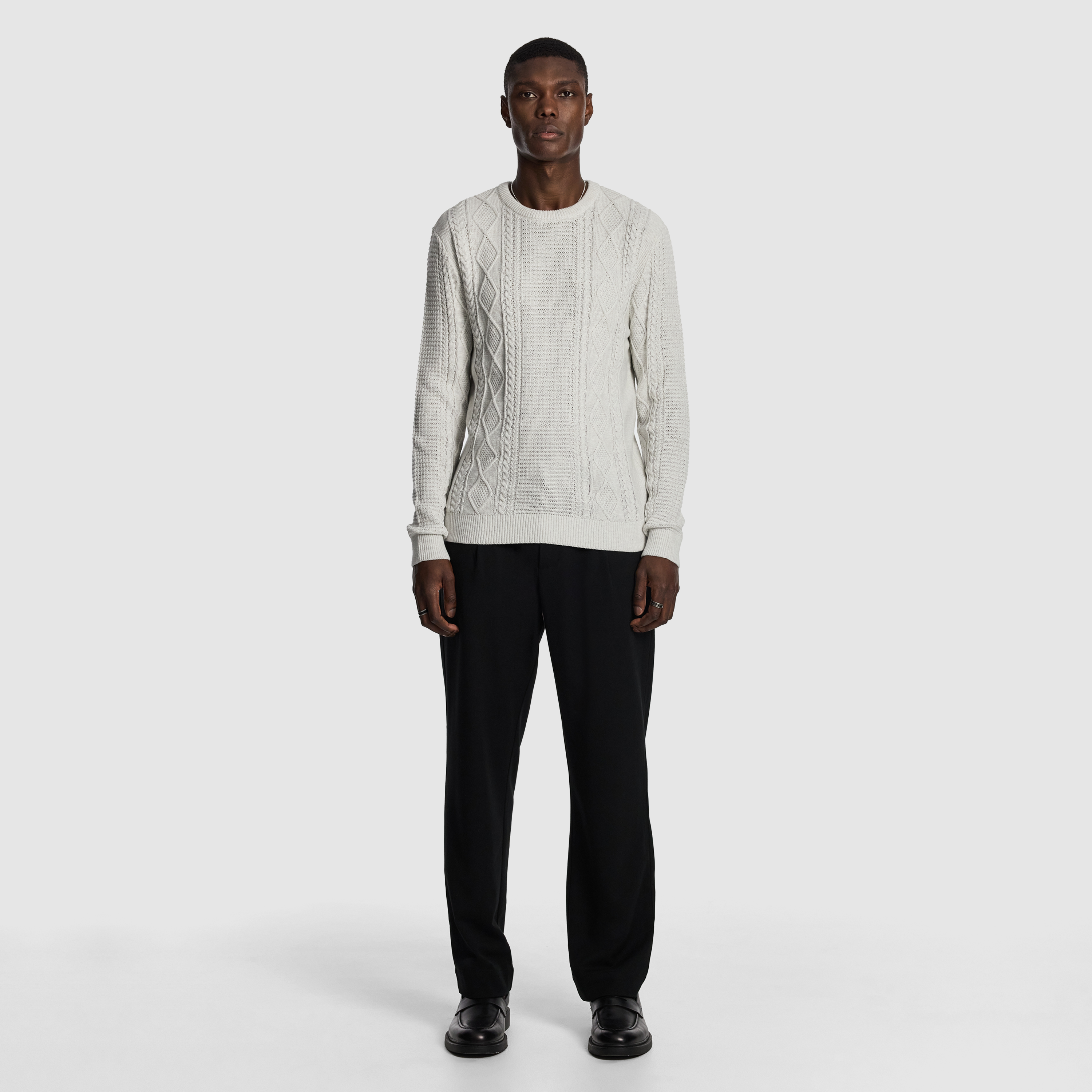 Ice Grey Jamie Cable Crew Knit Jumper