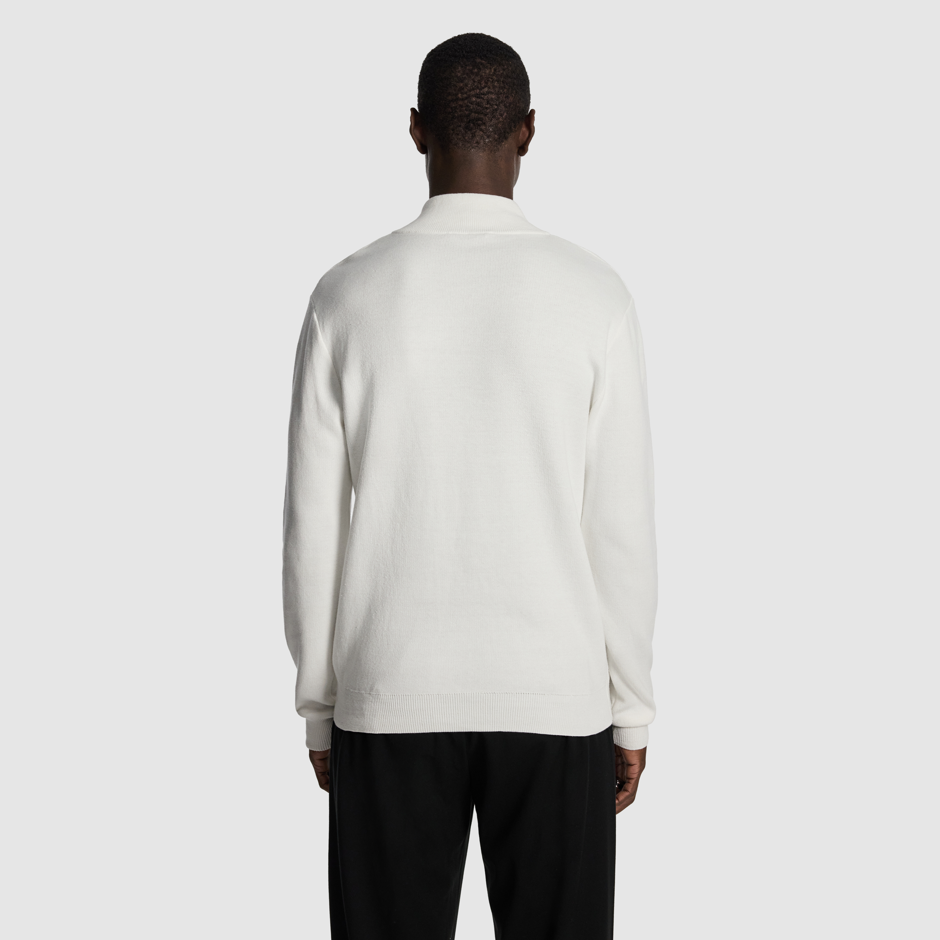 White Ollie Embroidered 1/4 Zip Knit Jumper