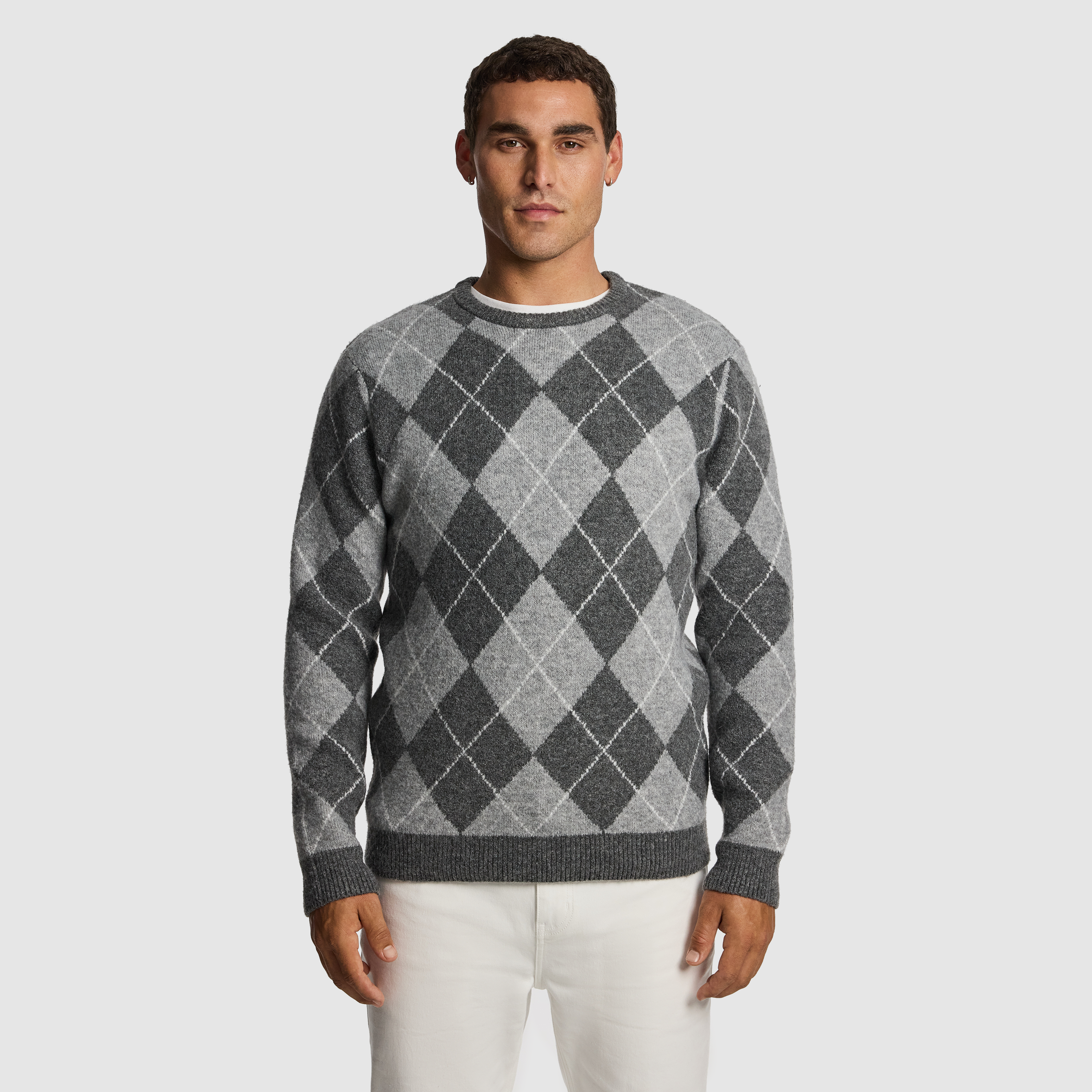 Hamish Crew Argyle Knit Jumper