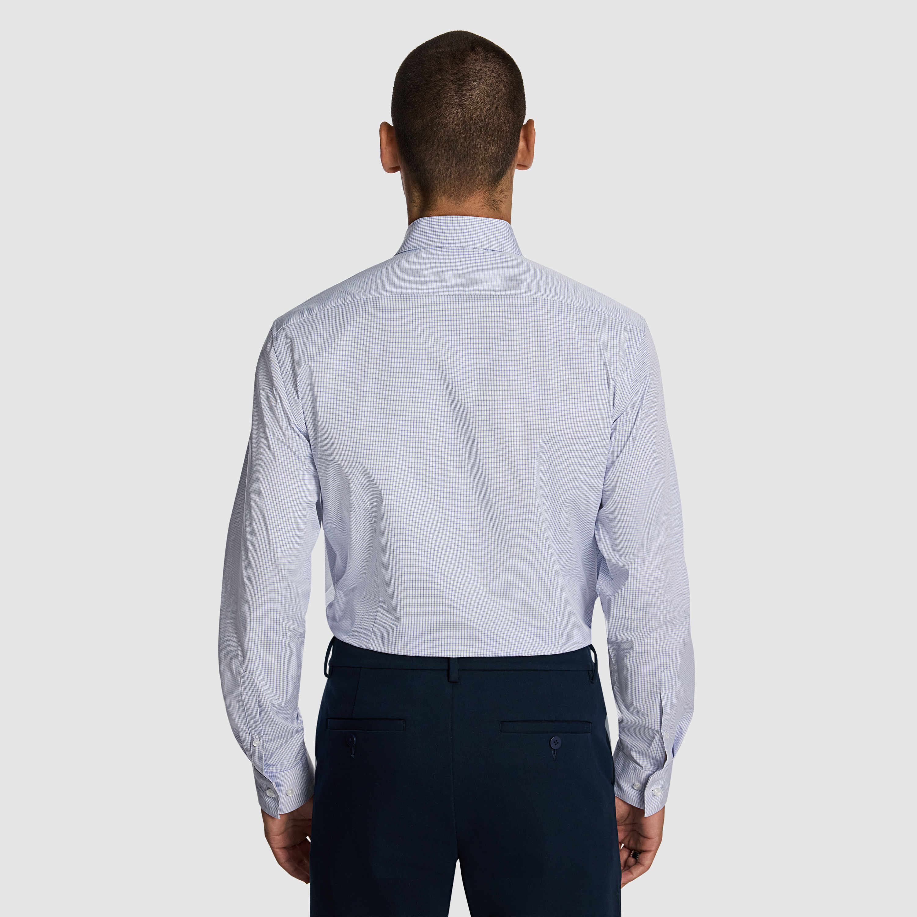 Light Blue Irwin Check Bamboo Blend Slim Shirt