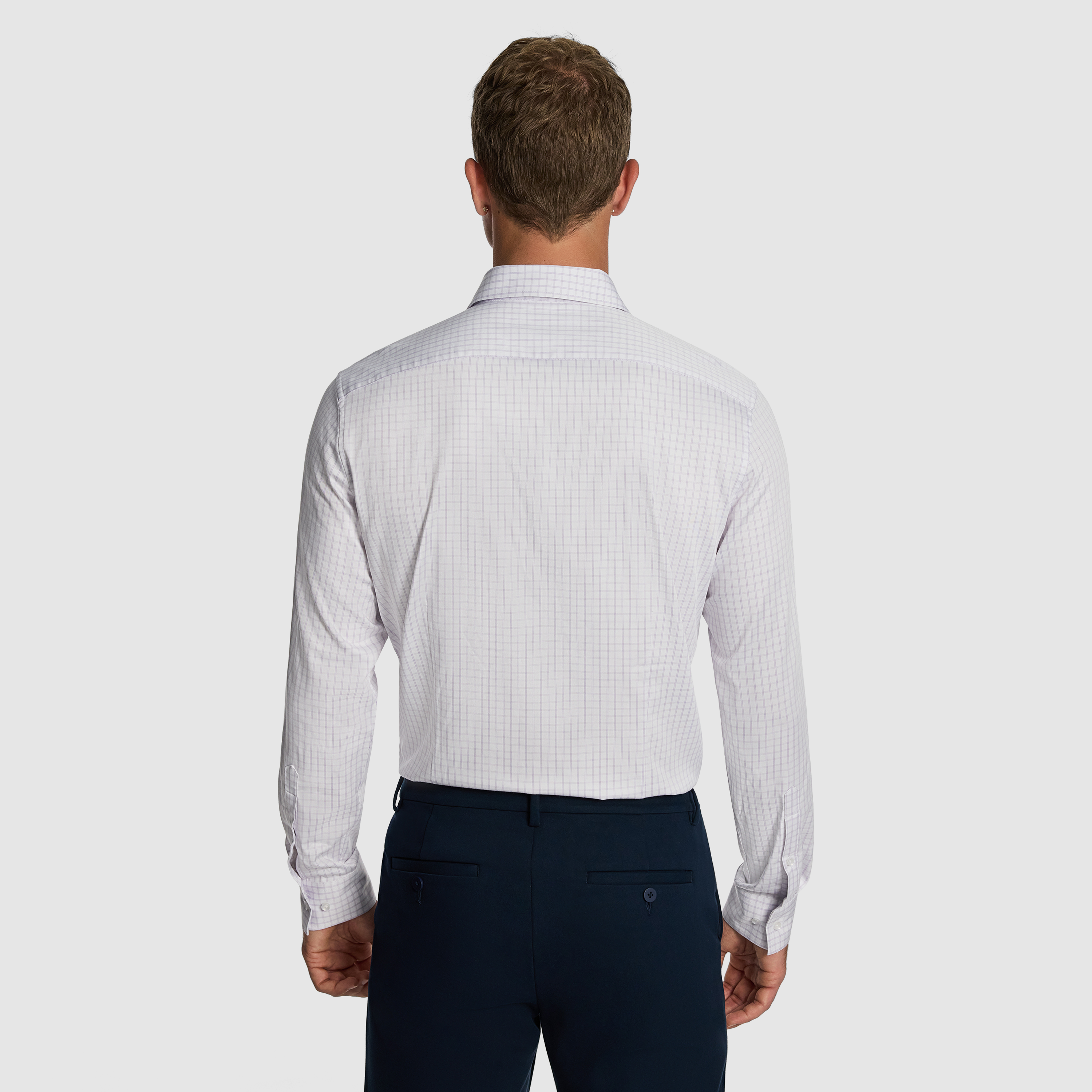 Lilac Forbes Check Bamboo Blend Slim Shirt