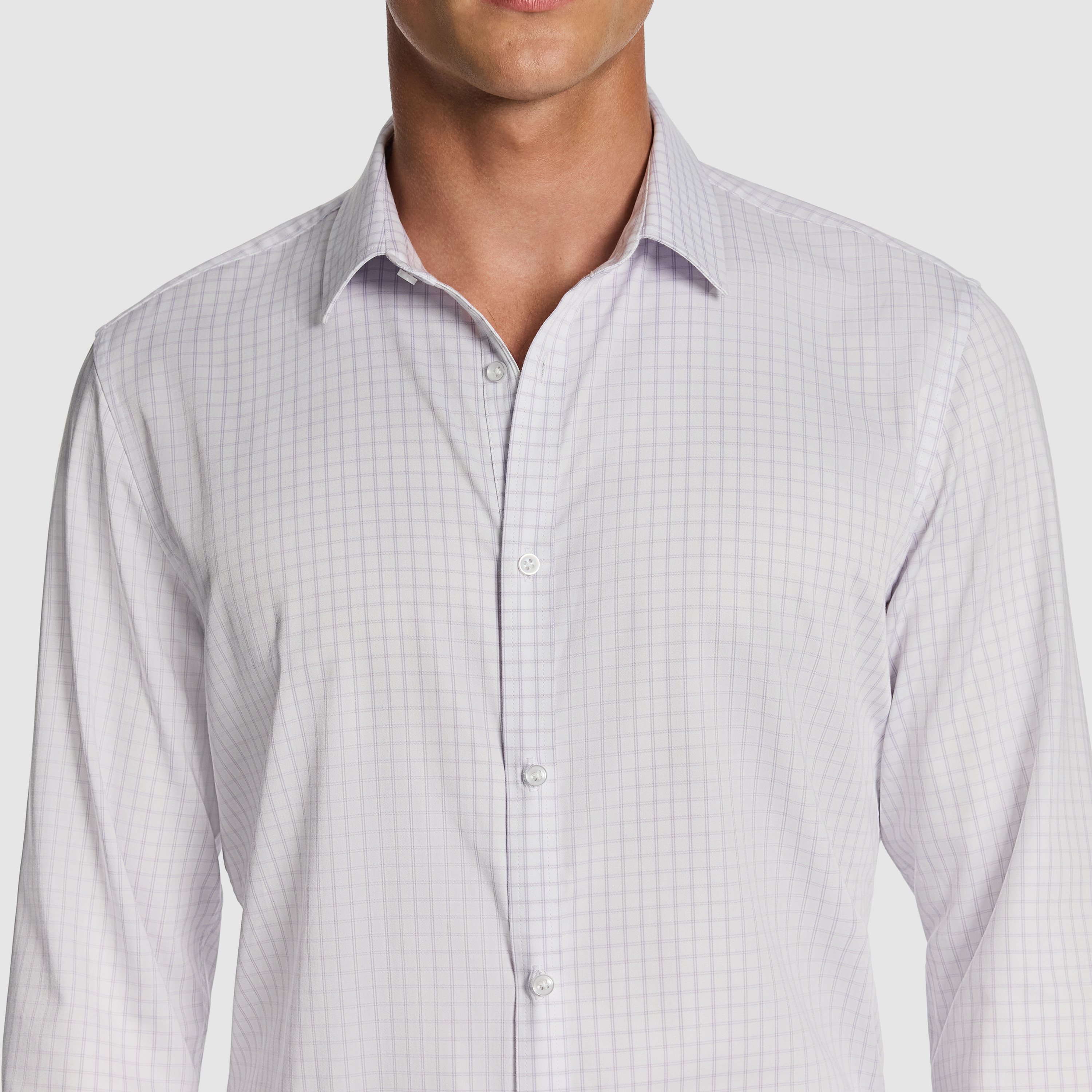 Lilac Forbes Check Bamboo Blend Slim Shirt