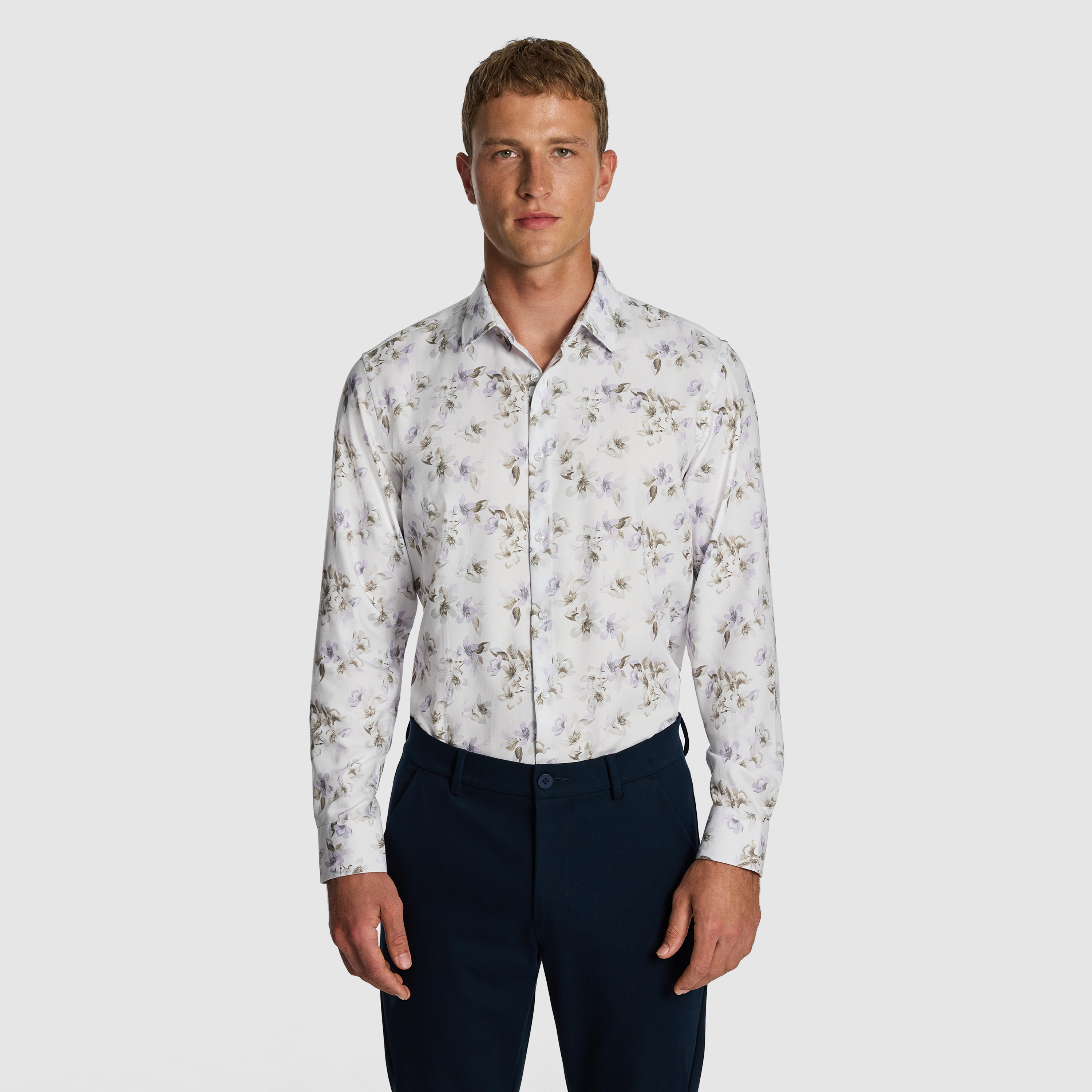 Derby Floral Bamboo Blend Slim Shirt