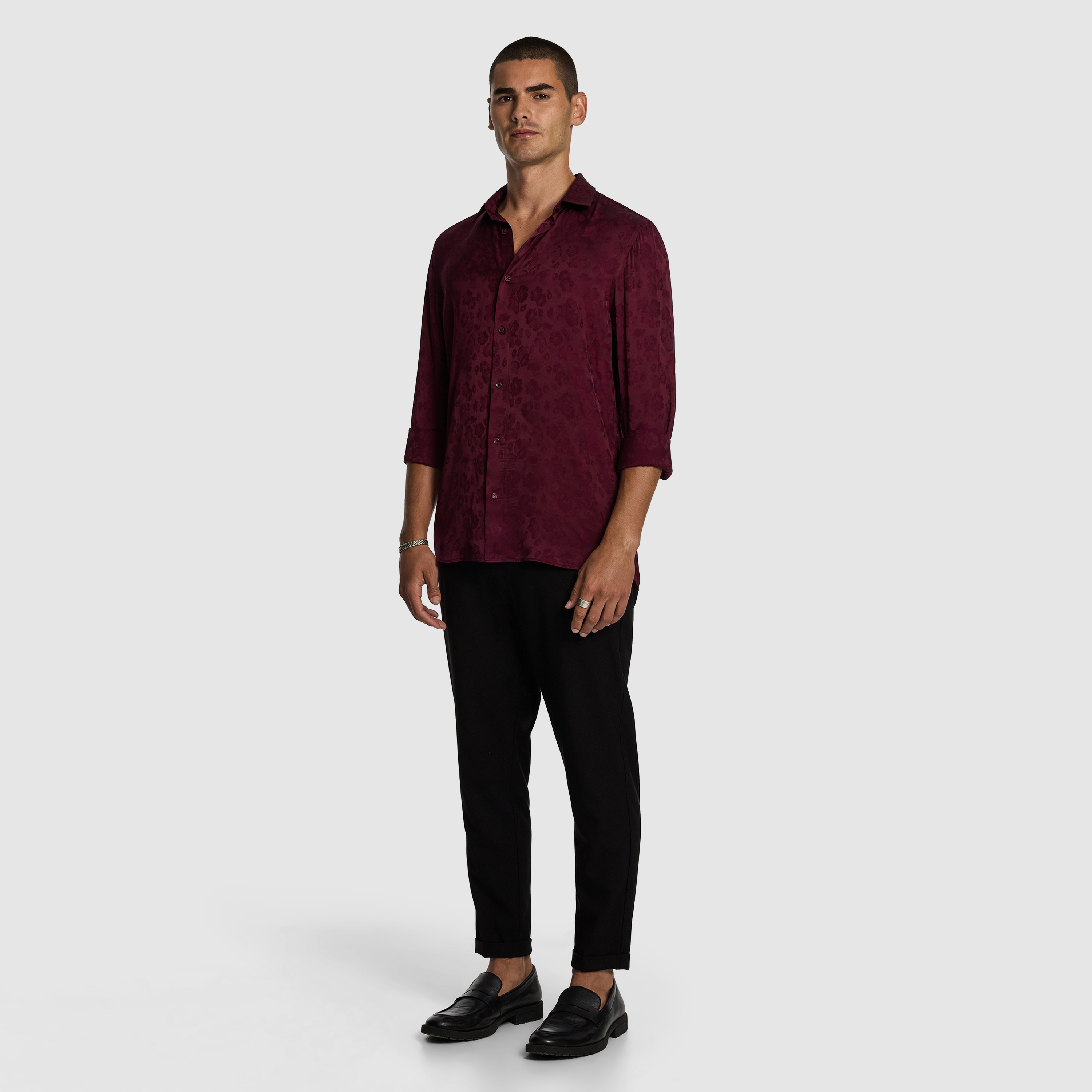 Burgundy Enzo Jacquard Shirt