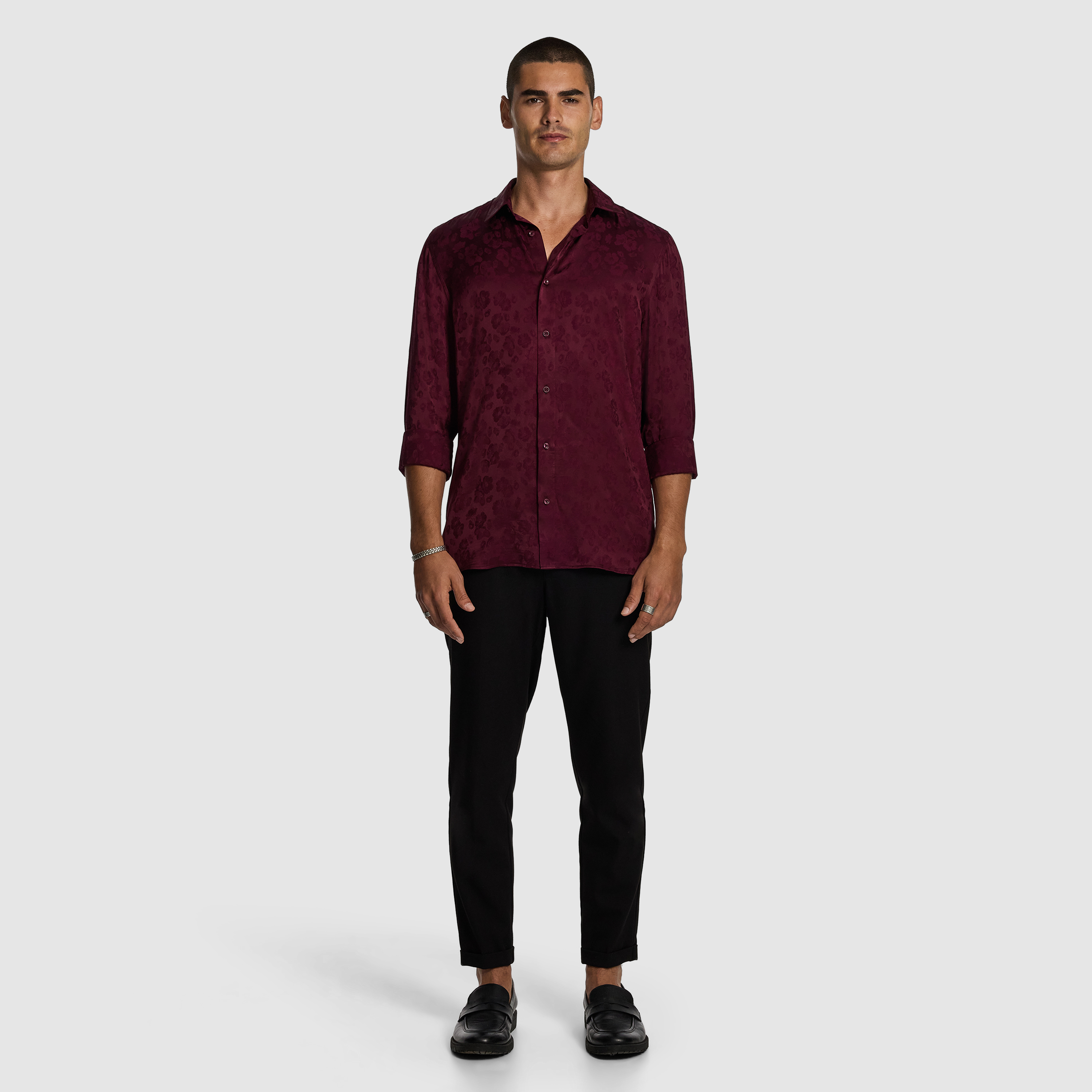 Burgundy Enzo Jacquard Shirt