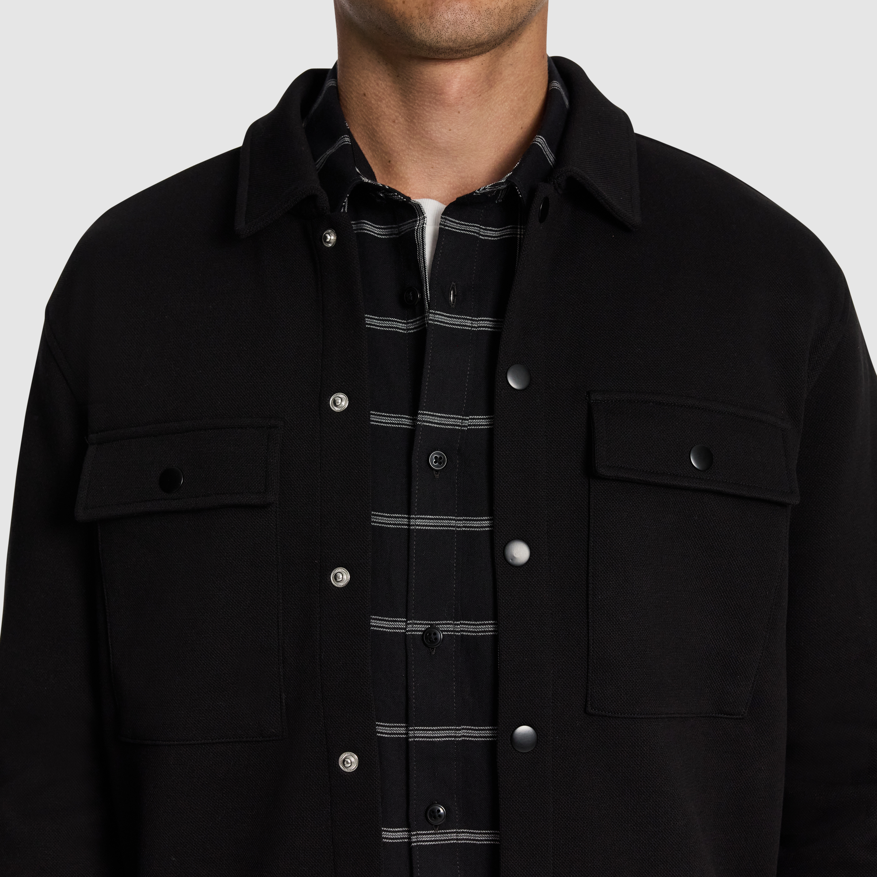 Black Chet Textured Overshirt