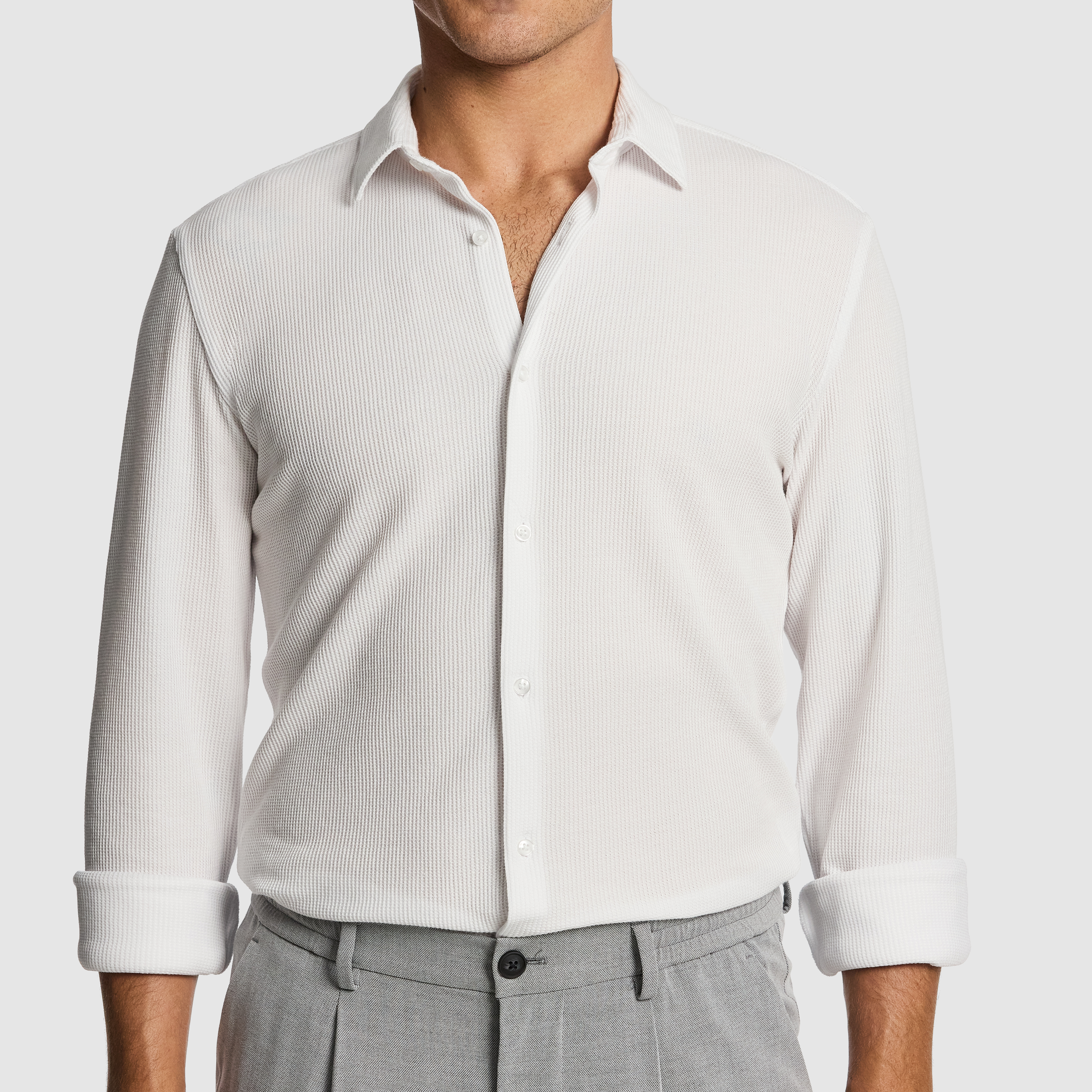 White Rio Textured Slim Shirt