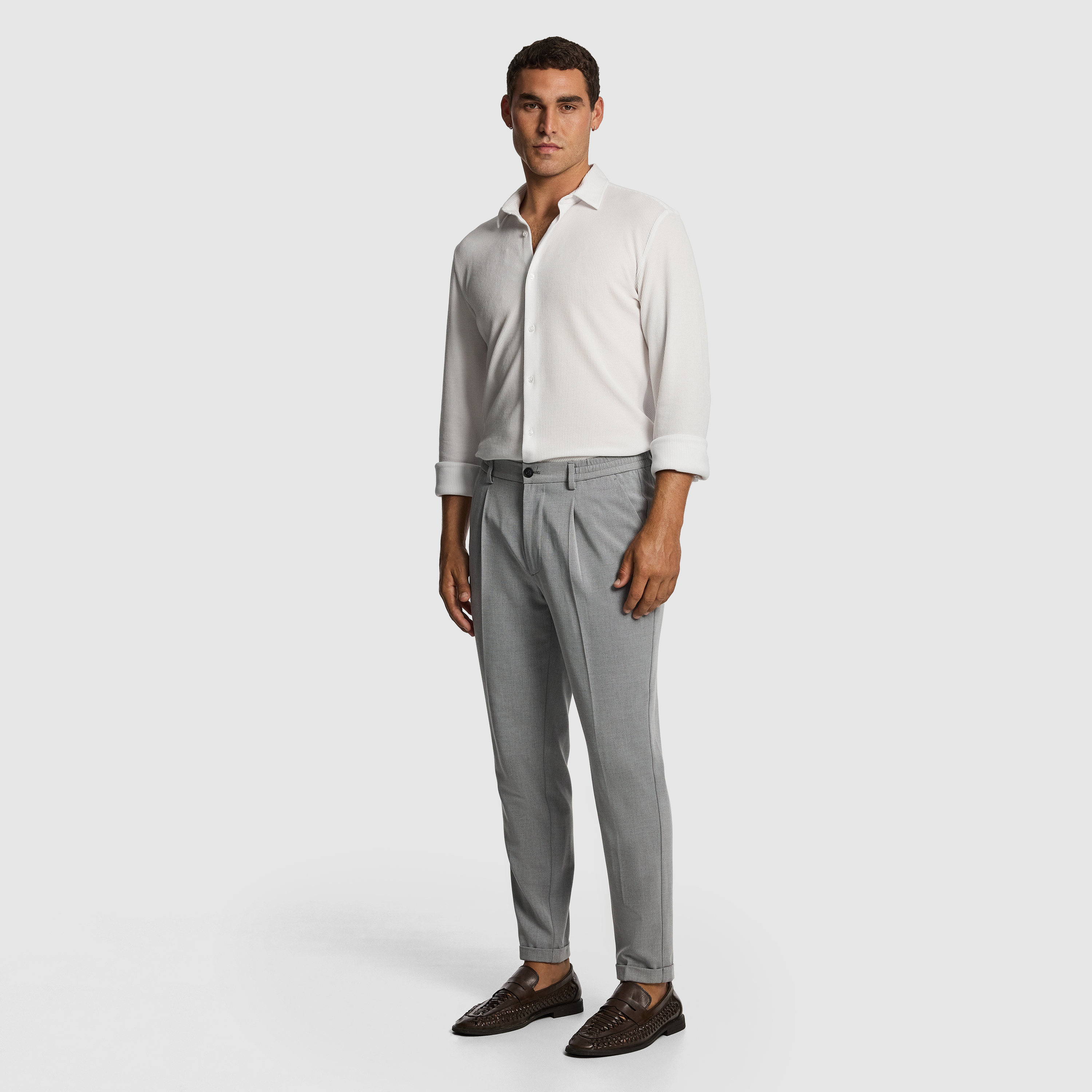 White Rio Textured Slim Shirt