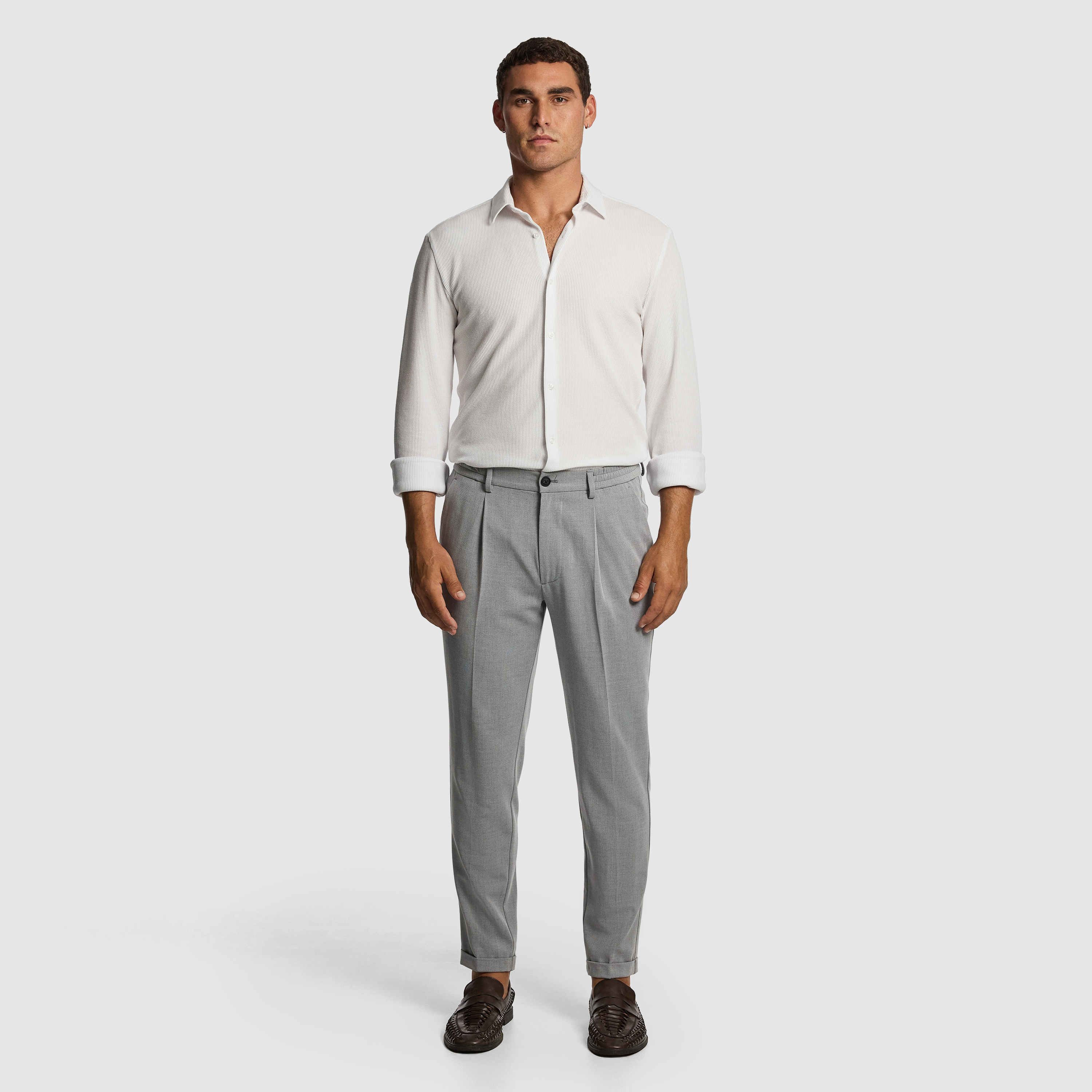 White Rio Textured Slim Shirt